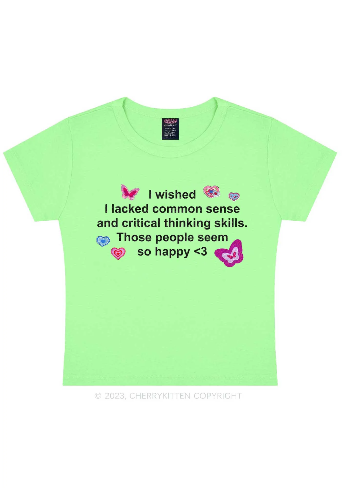 Lacked Critical Thinking Skills Y2K Baby Tee Cherrykitten - Image 10