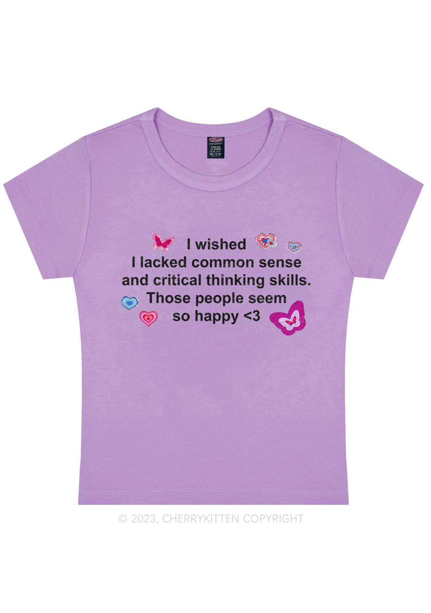 Lacked Critical Thinking Skills Y2K Baby Tee Cherrykitten - Image 5