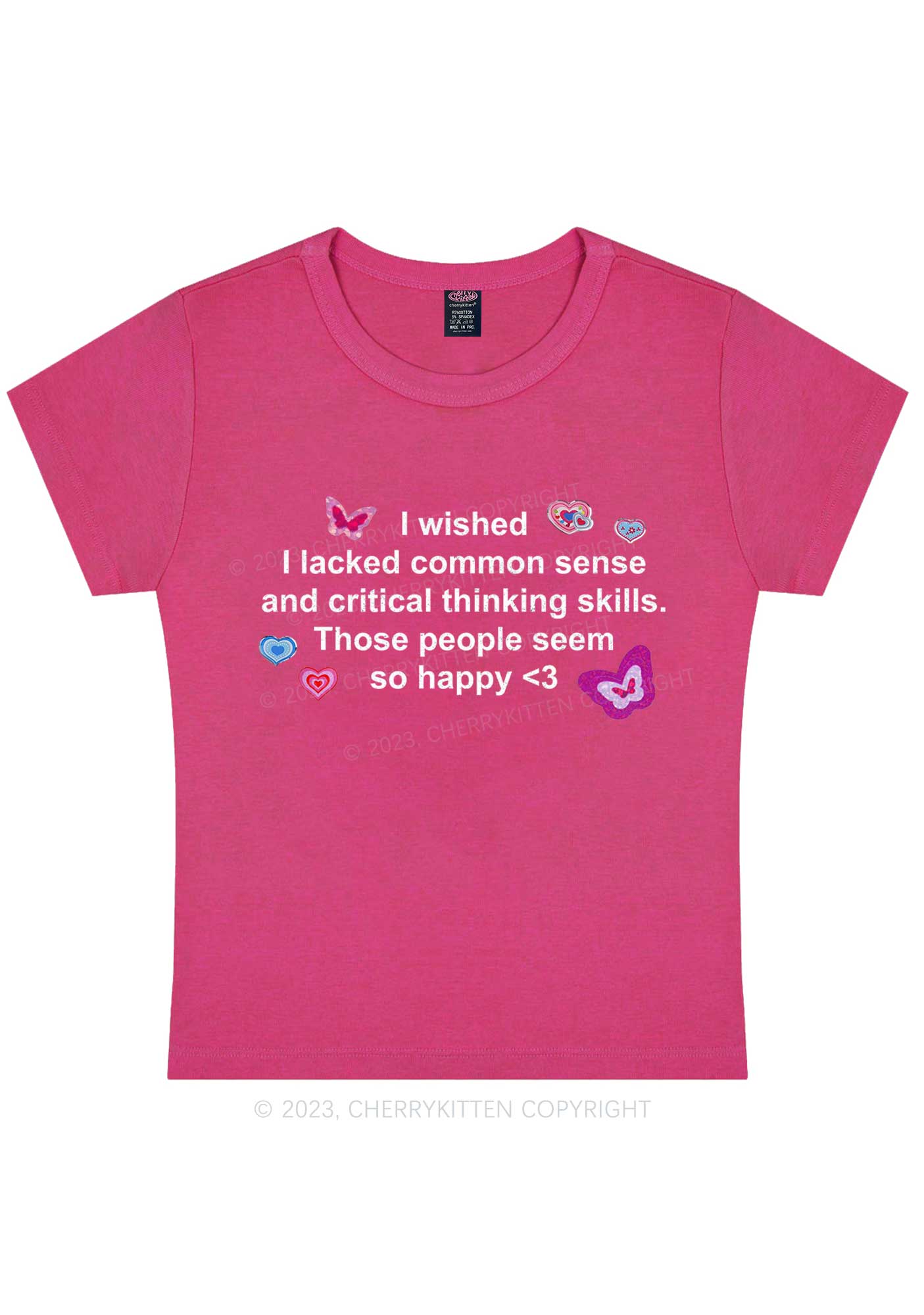 Lacked Critical Thinking Skills Y2K Baby Tee Cherrykitten - Image 6