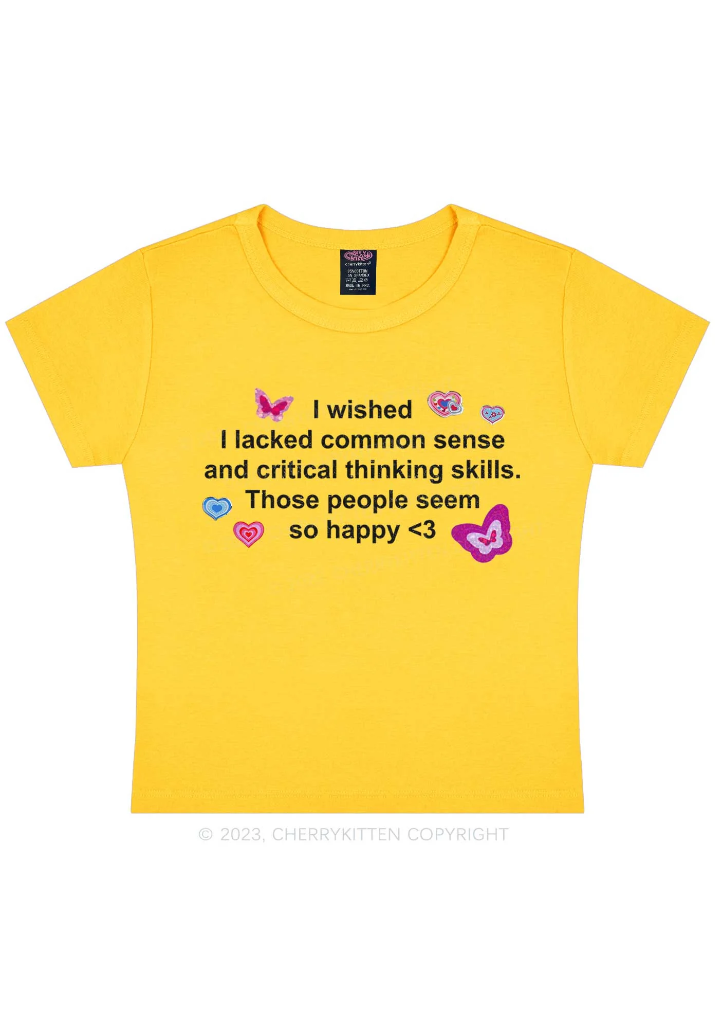 Lacked Critical Thinking Skills Y2K Baby Tee Cherrykitten - Image 7