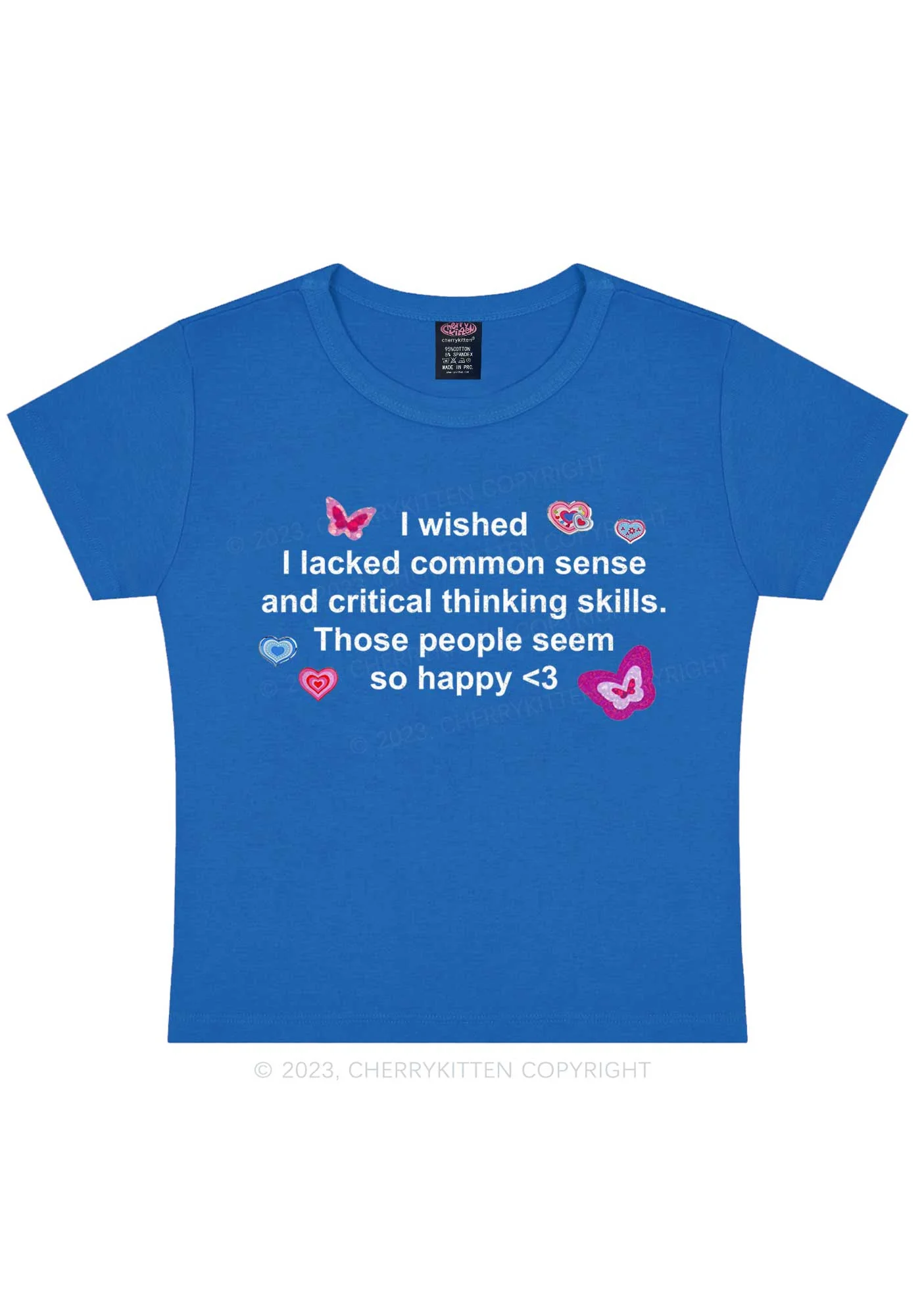 Lacked Critical Thinking Skills Y2K Baby Tee Cherrykitten - Image 8