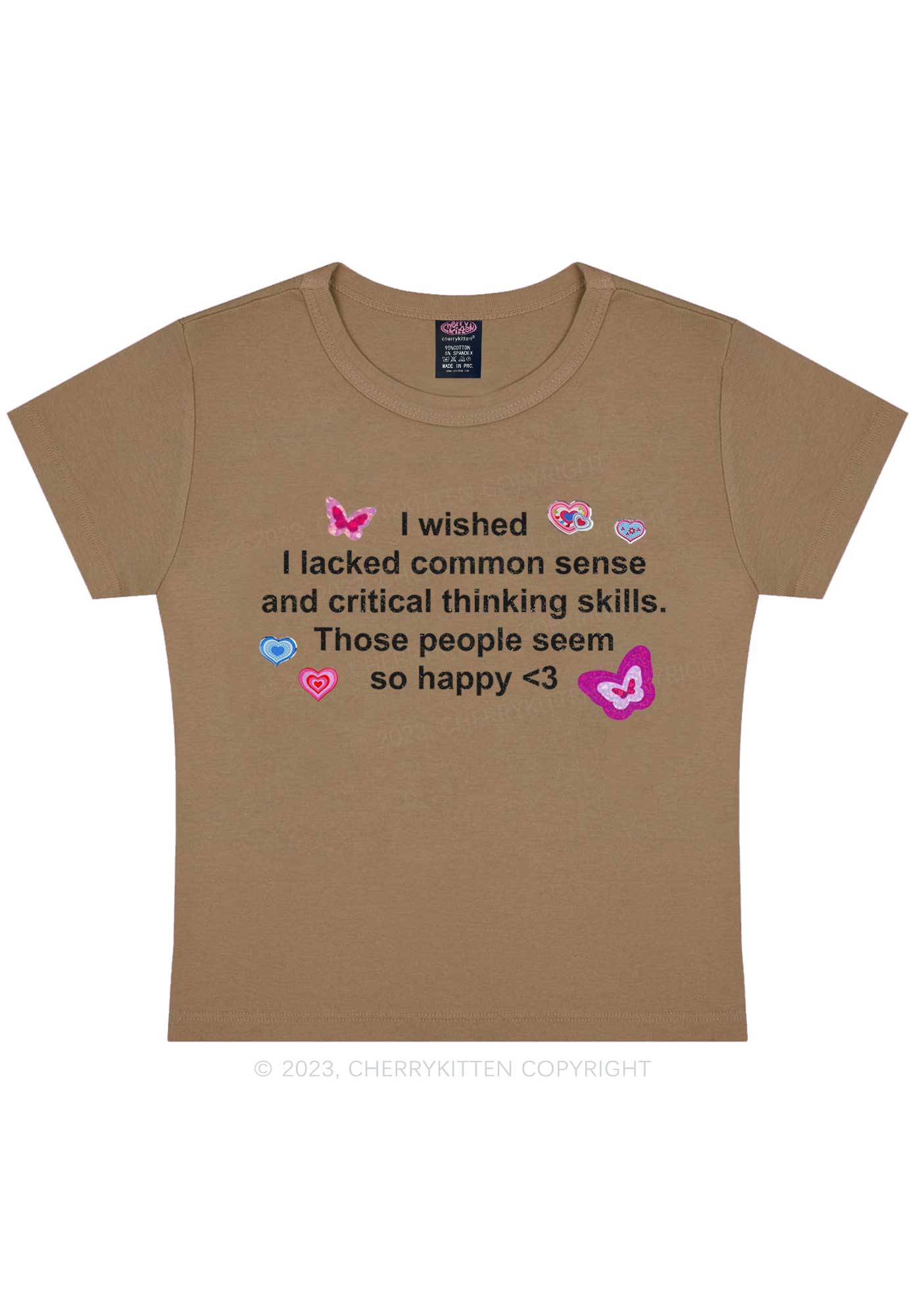 Lacked Critical Thinking Skills Y2K Baby Tee Cherrykitten - Image 9