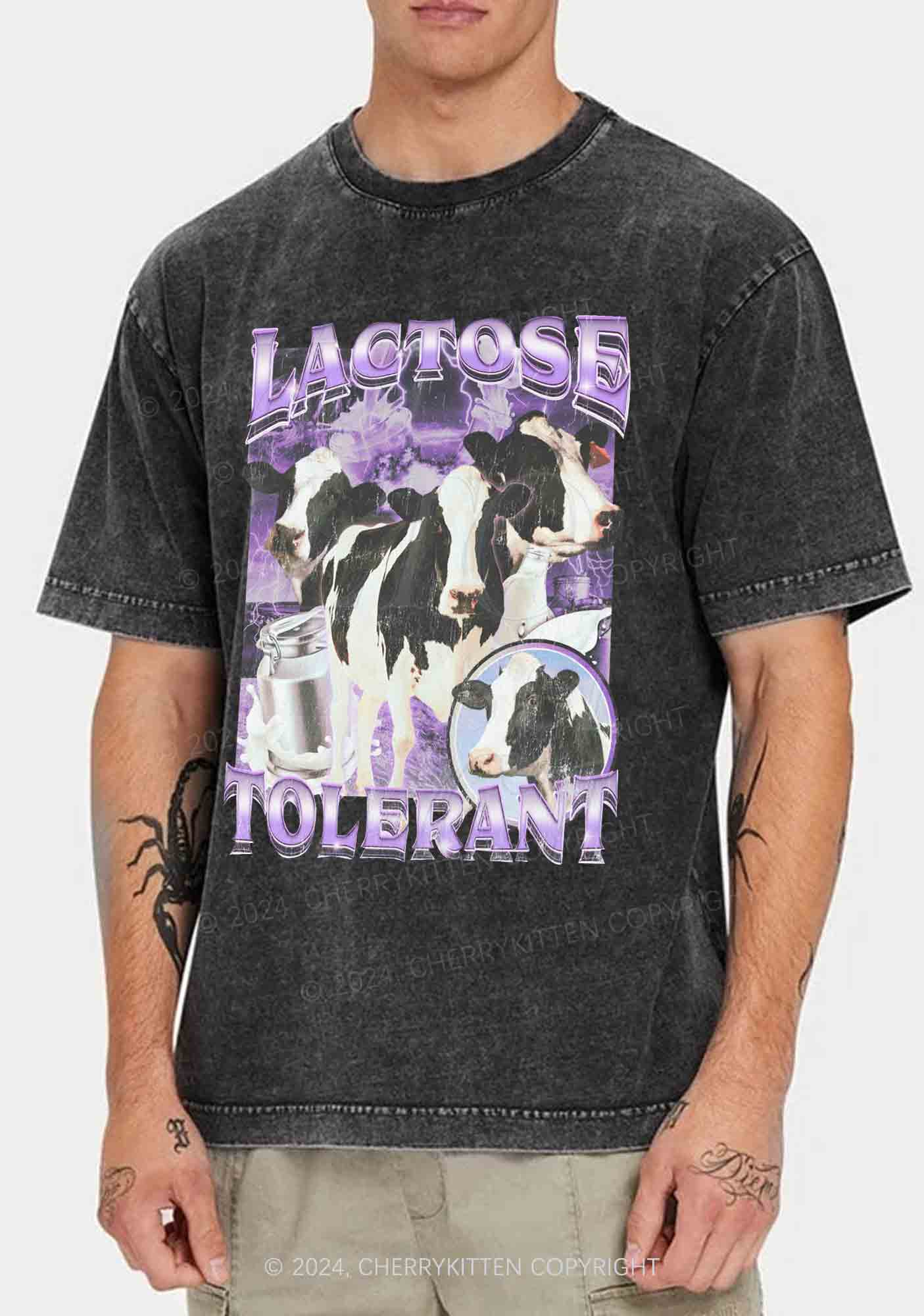 Lactose Tolerant Cow Y2K Washed Tee Cherrykitten - Image 2