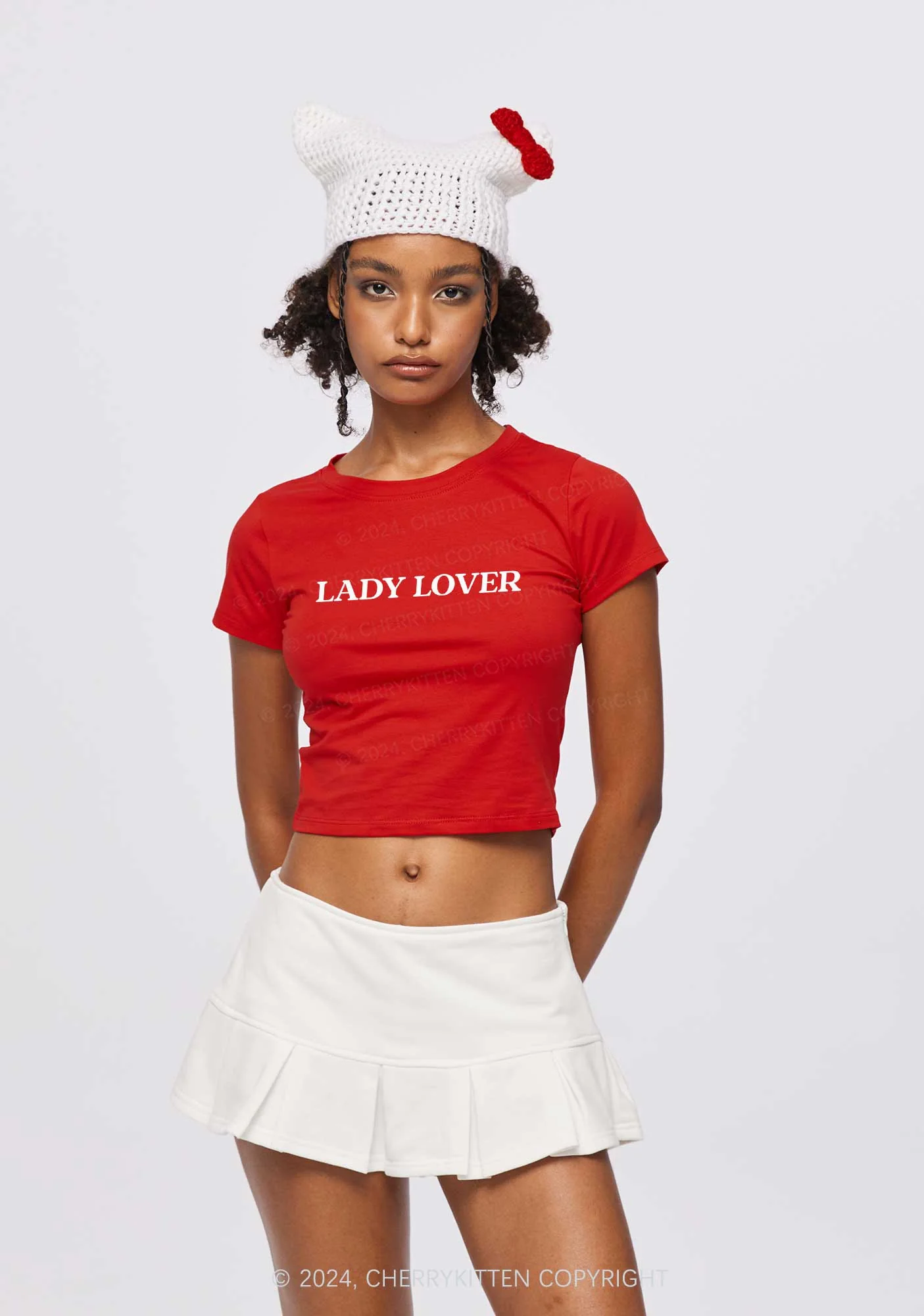 Lady Lover Y2K Baby Tee Cherrykitten - Image 2