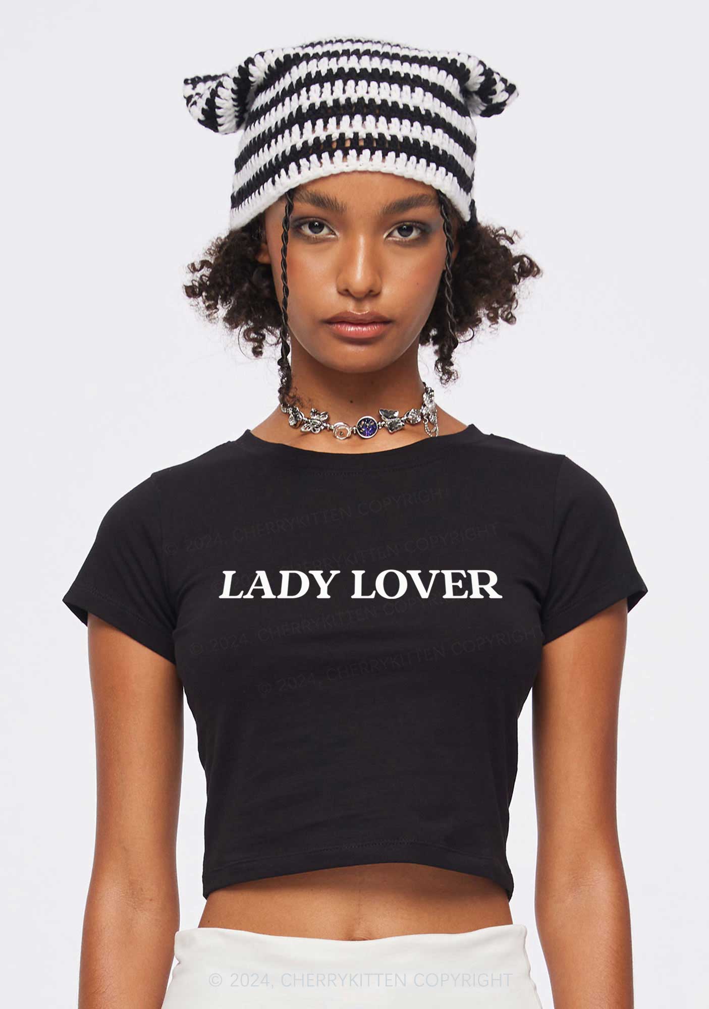 Lady Lover Y2K Baby Tee Cherrykitten - Image 3