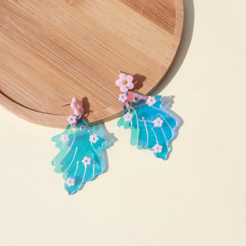 Laser Colorful Flower Halloween Ghost Earrings - Image 4