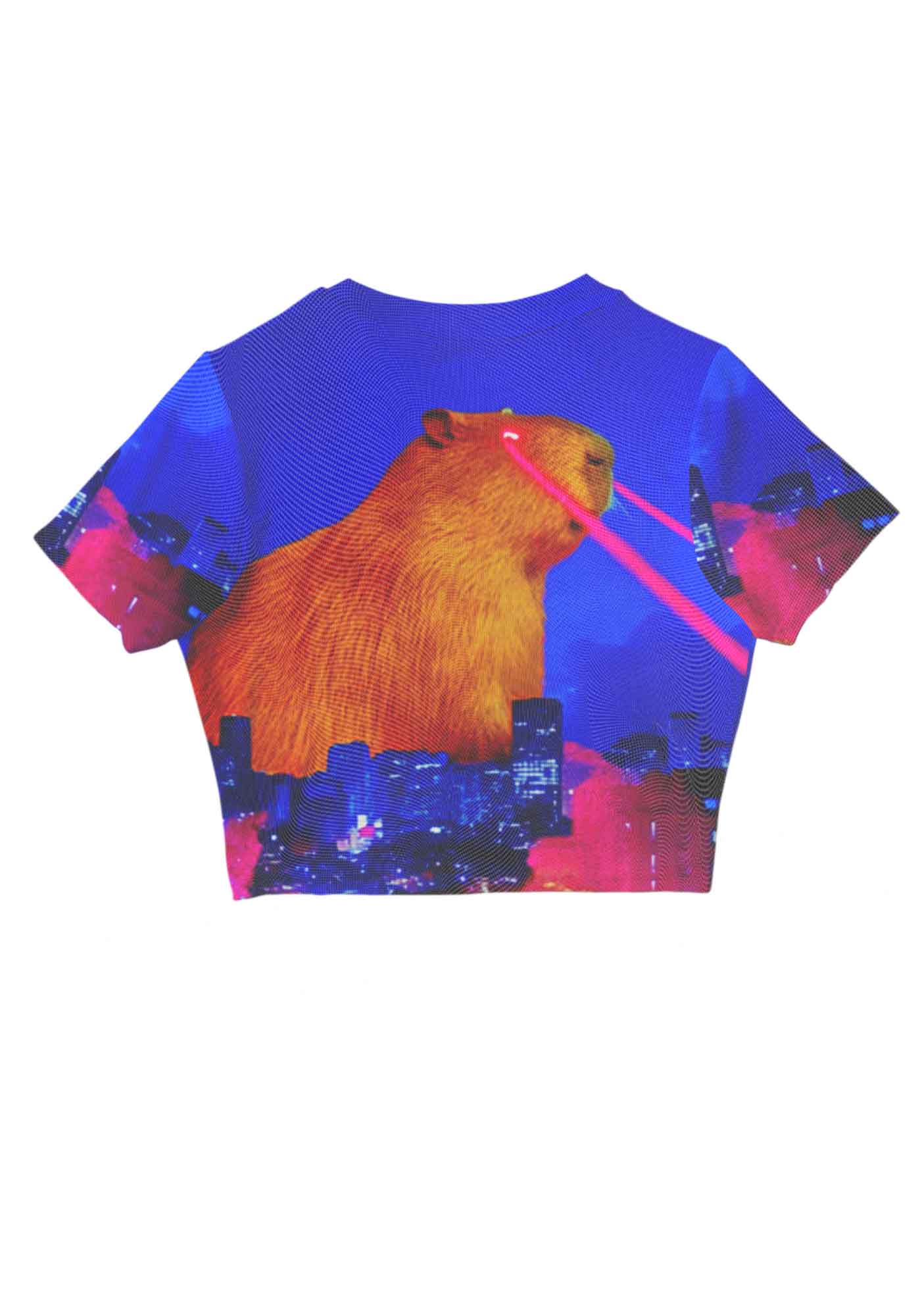 Laser Monster Capybara Y2K Mesh Crop Top Cherrykitten - Image 3