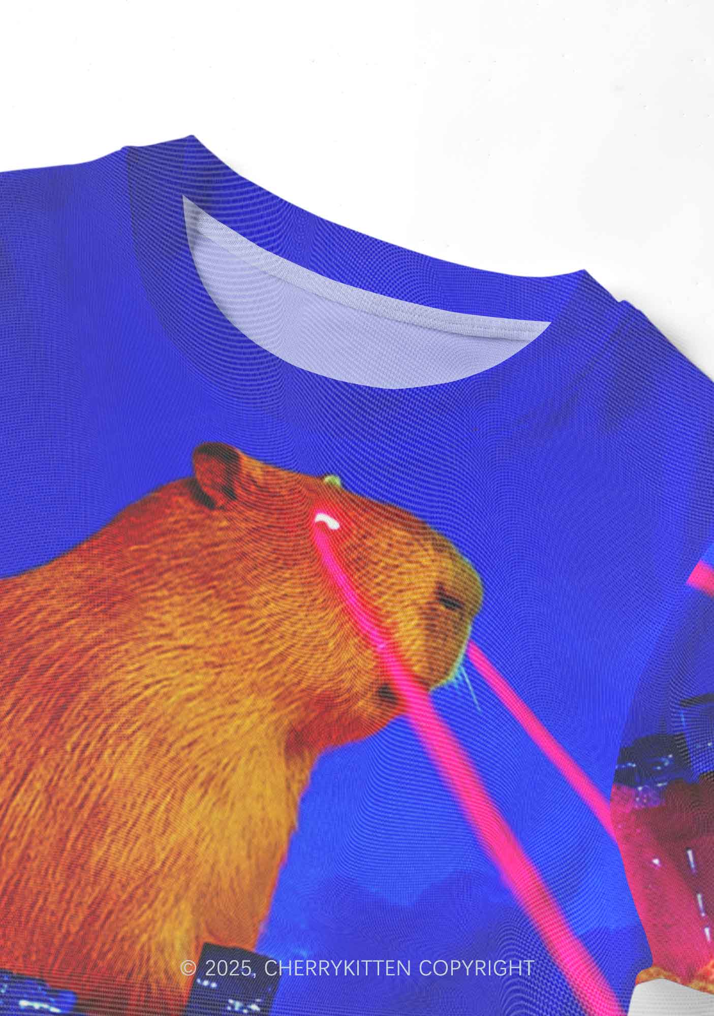Laser Monster Capybara Y2K Mesh Crop Top Cherrykitten - Image 4