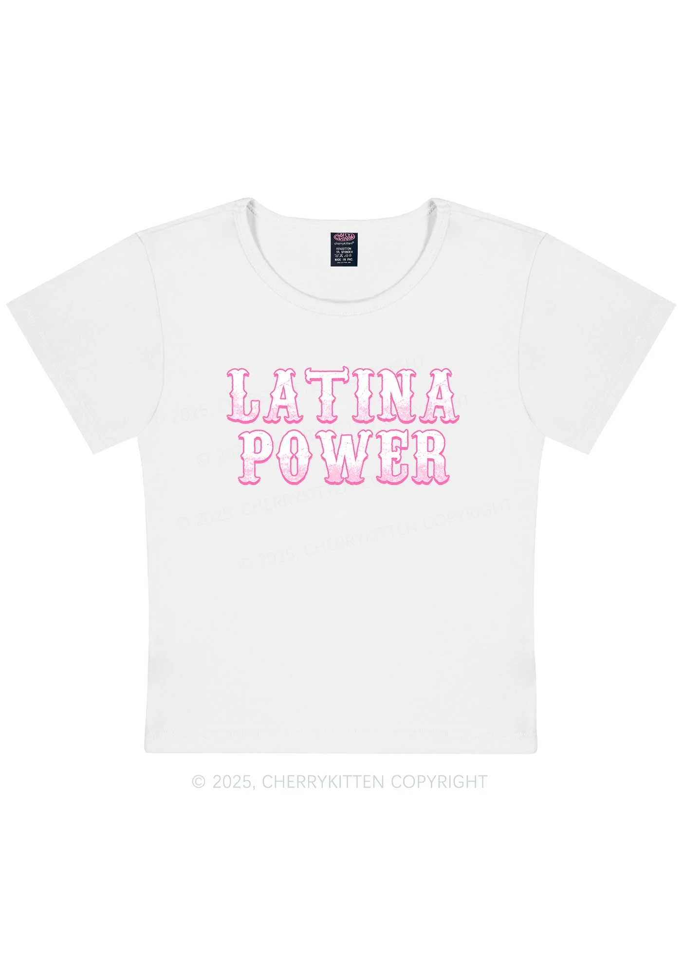Latina Power Y2K Baby Tee Cherrykitten - Image 9