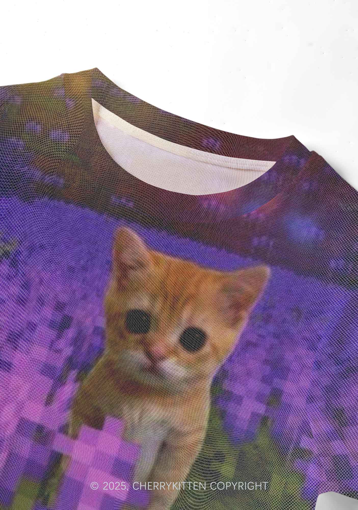 Lavender Kitten Y2K Mesh Crop Top Cherrykitten - Image 4