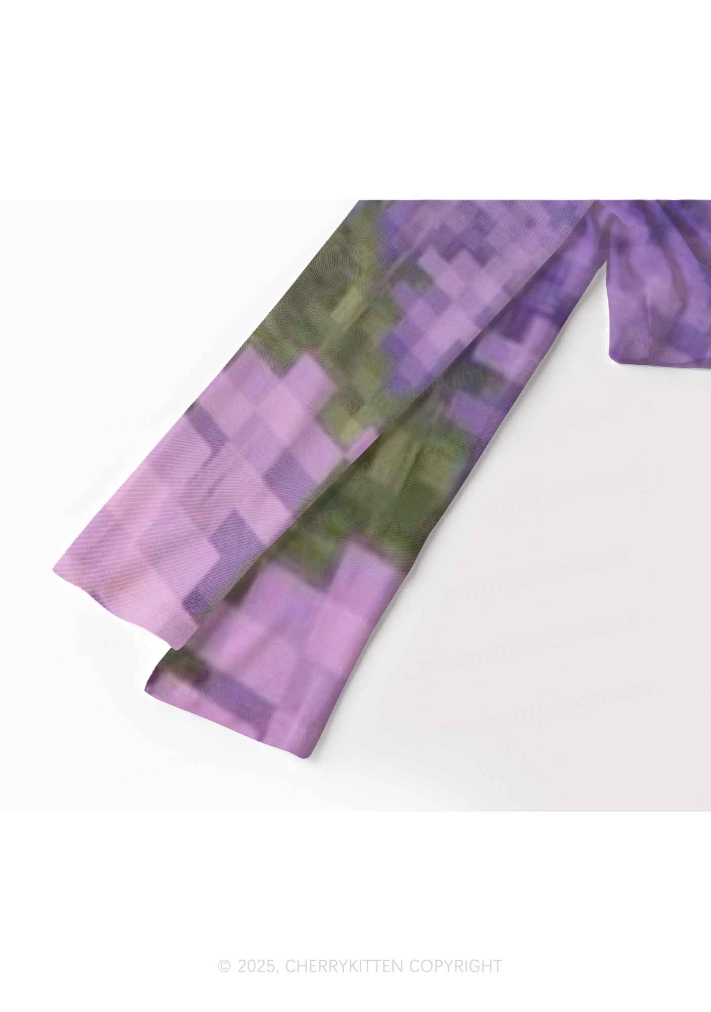 Lavender Kitten Y2K Mesh Long Sleeve Crop Top Cherrykitten - Image 3