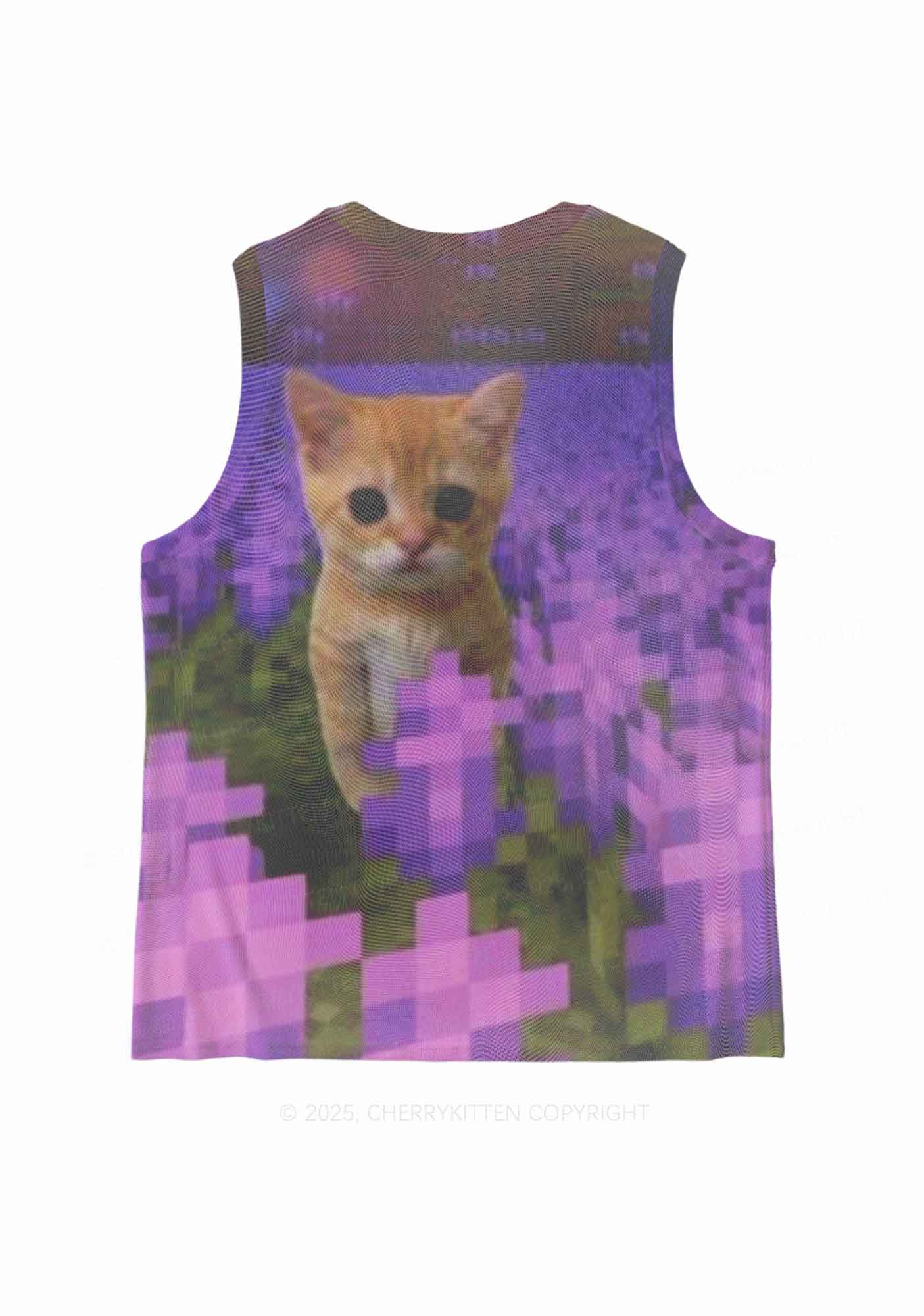 Lavender Kitten Y2K Mesh Muscle Tank Cherrykitten - Image 2