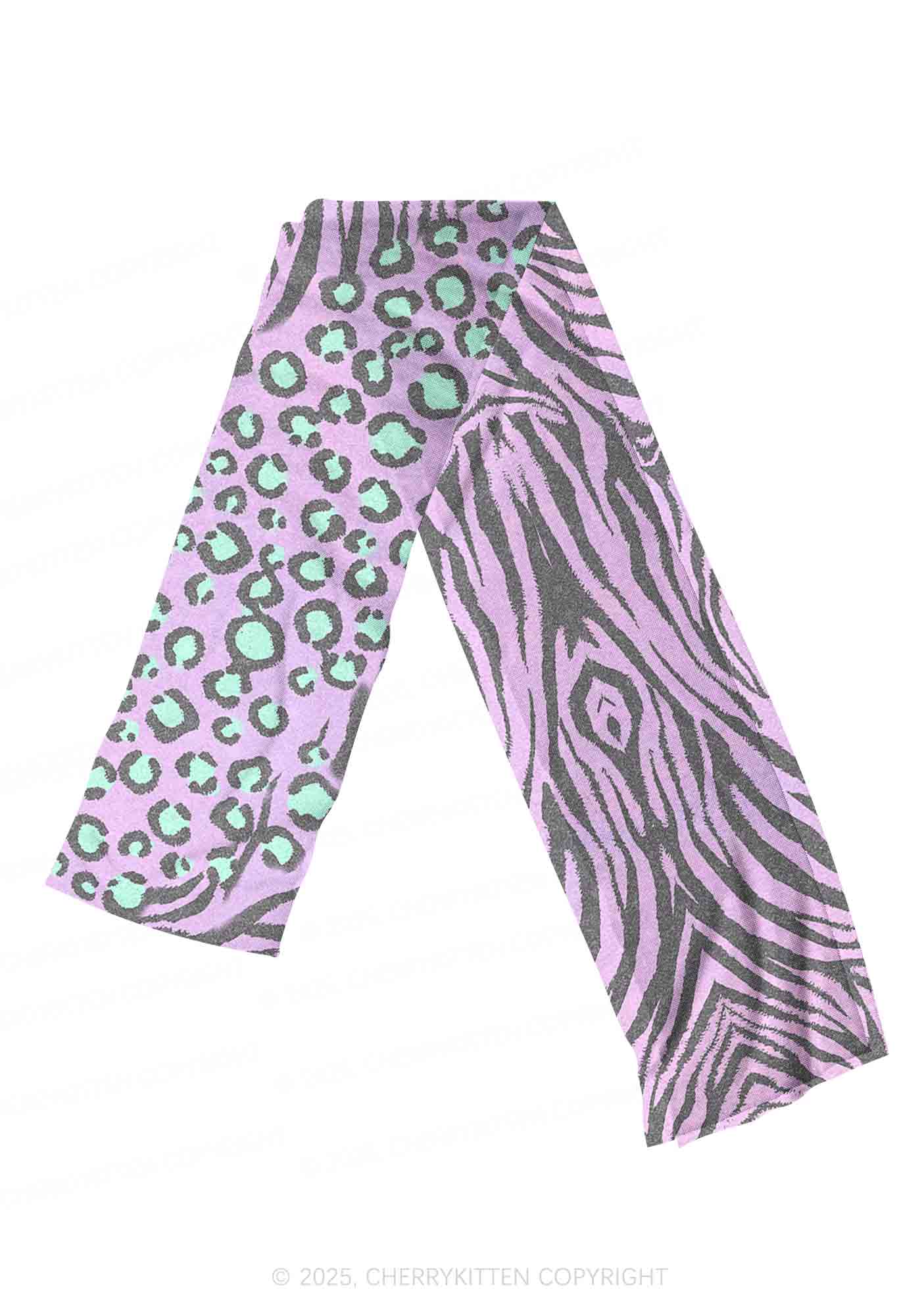 Lavender Zebra Y2K Mesh Slip Dress With Scarf Set Cherrykitten - Image 4