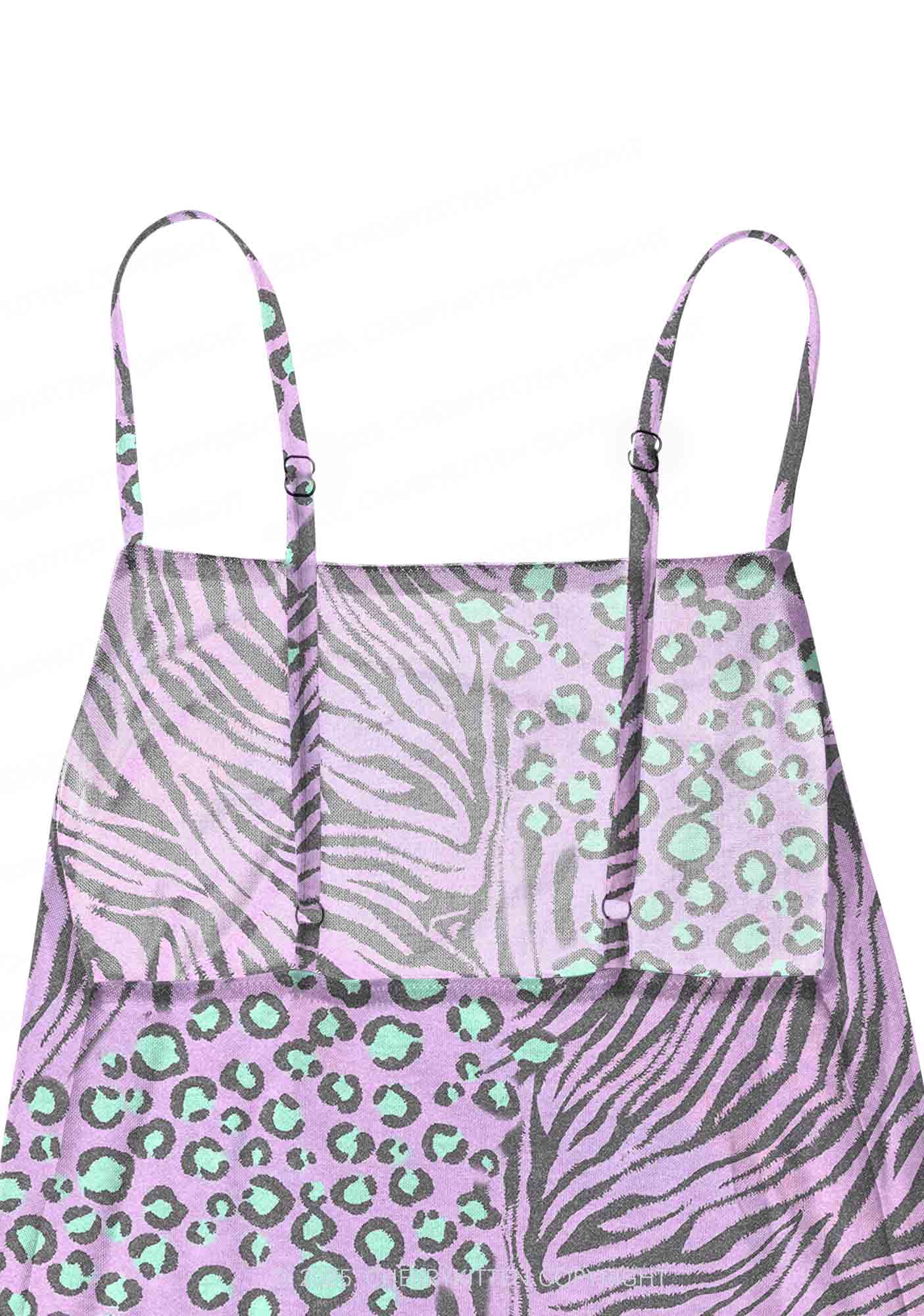 Lavender Zebra Y2K Mesh Slip Dress With Scarf Set Cherrykitten - Image 5