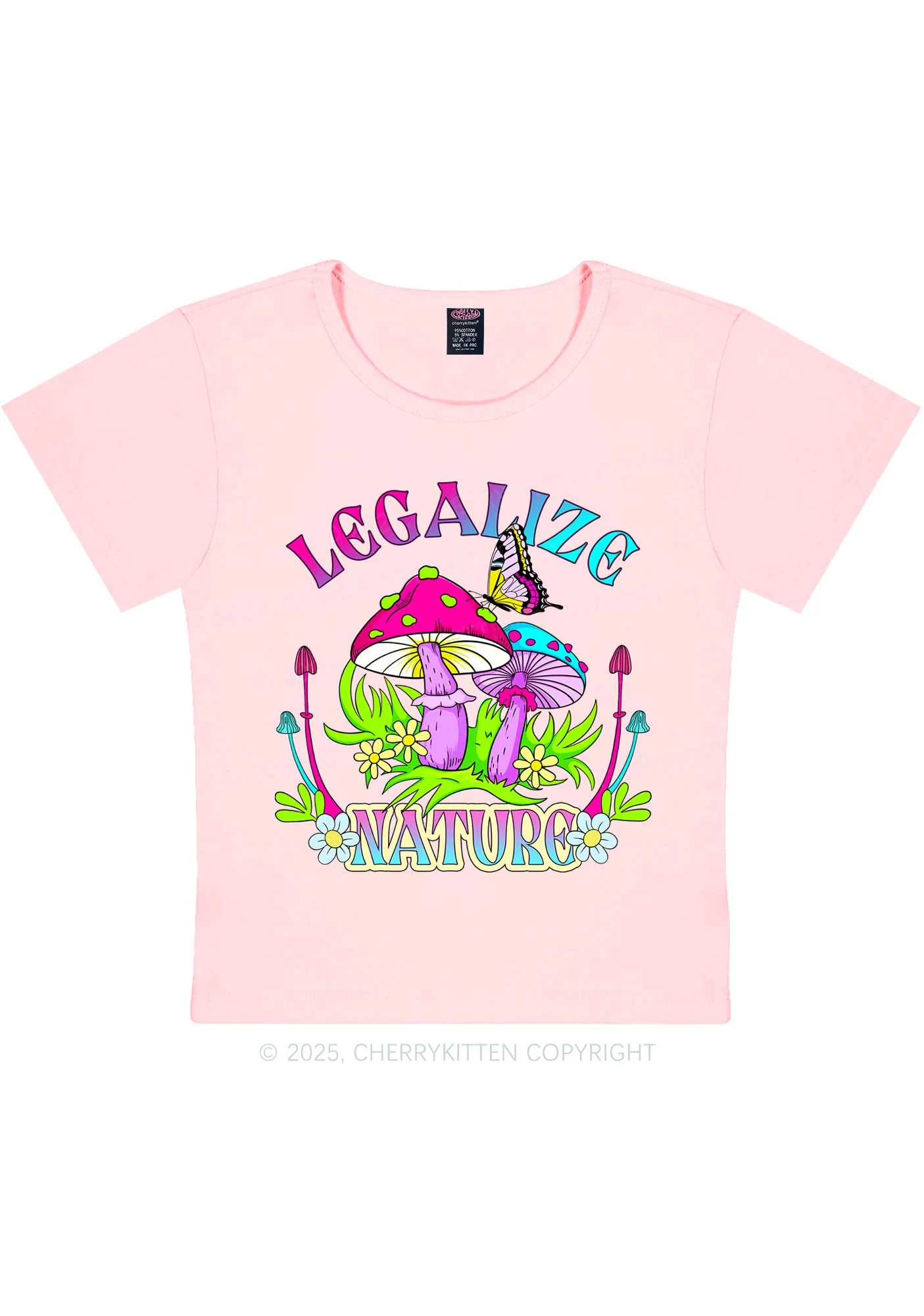 Legalize Nature Shrooms Y2K Baby Tee Cherrykitten - Image 10
