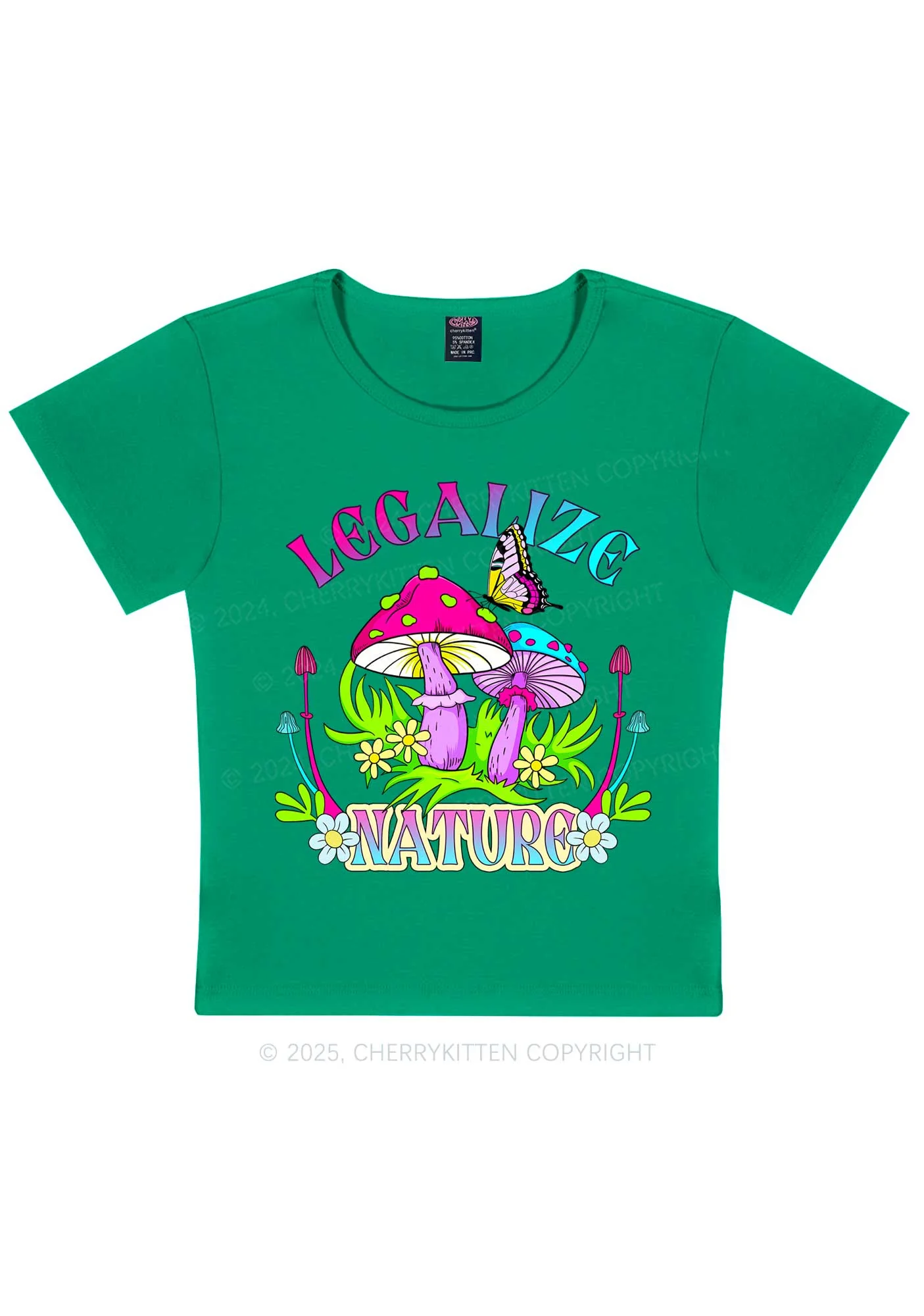 Legalize Nature Shrooms Y2K Baby Tee Cherrykitten - Image 11