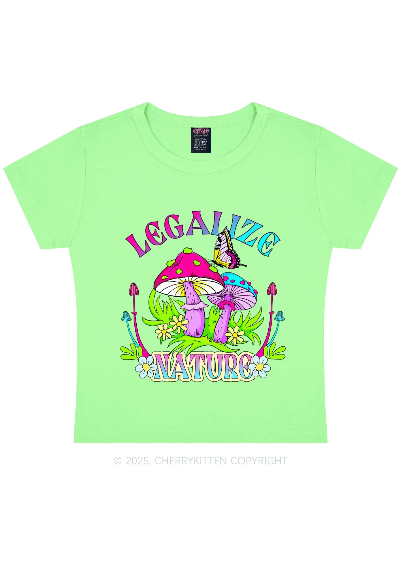 Legalize Nature Shrooms Y2K Baby Tee Cherrykitten - Image 12