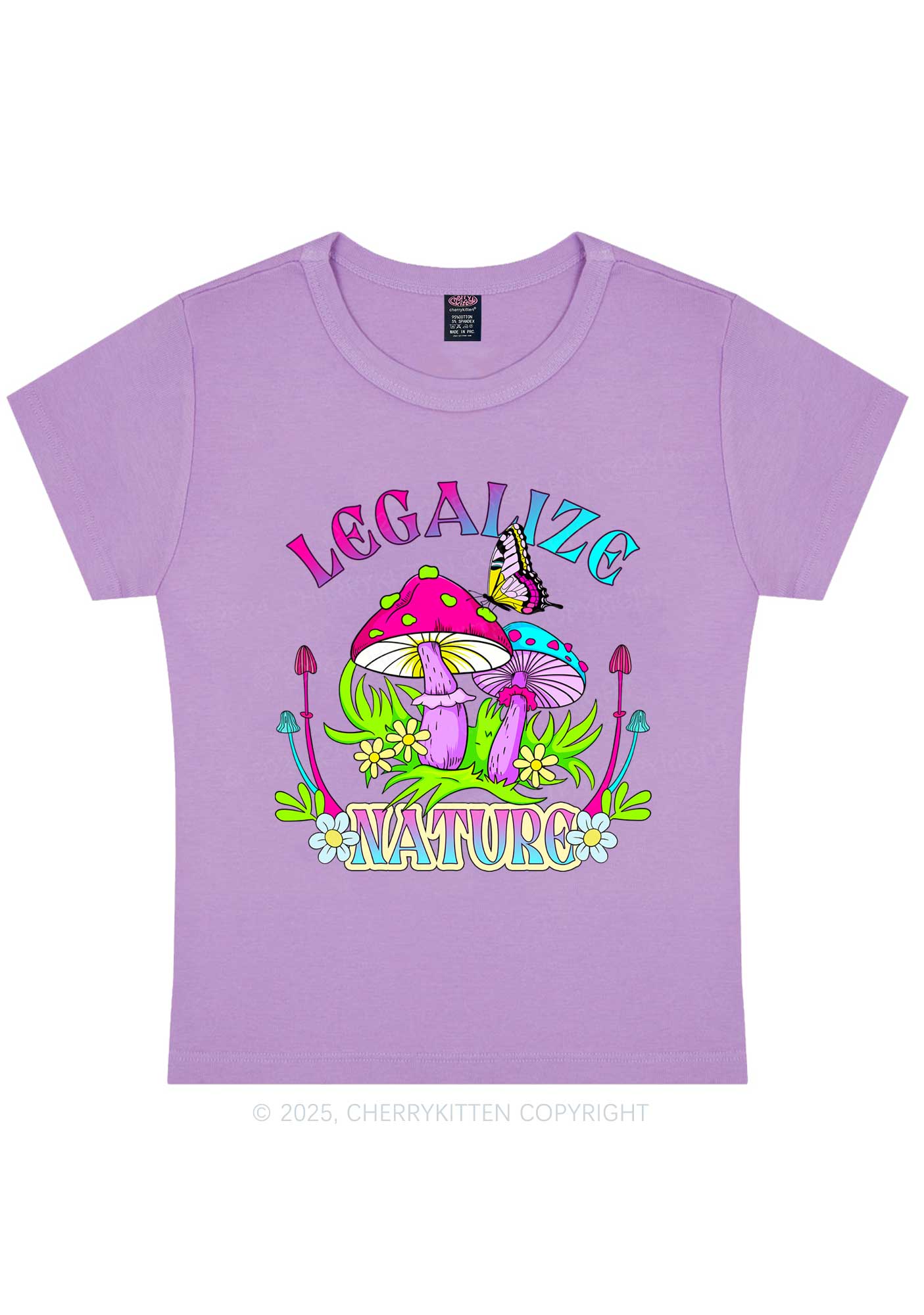 Legalize Nature Shrooms Y2K Baby Tee Cherrykitten - Image 4
