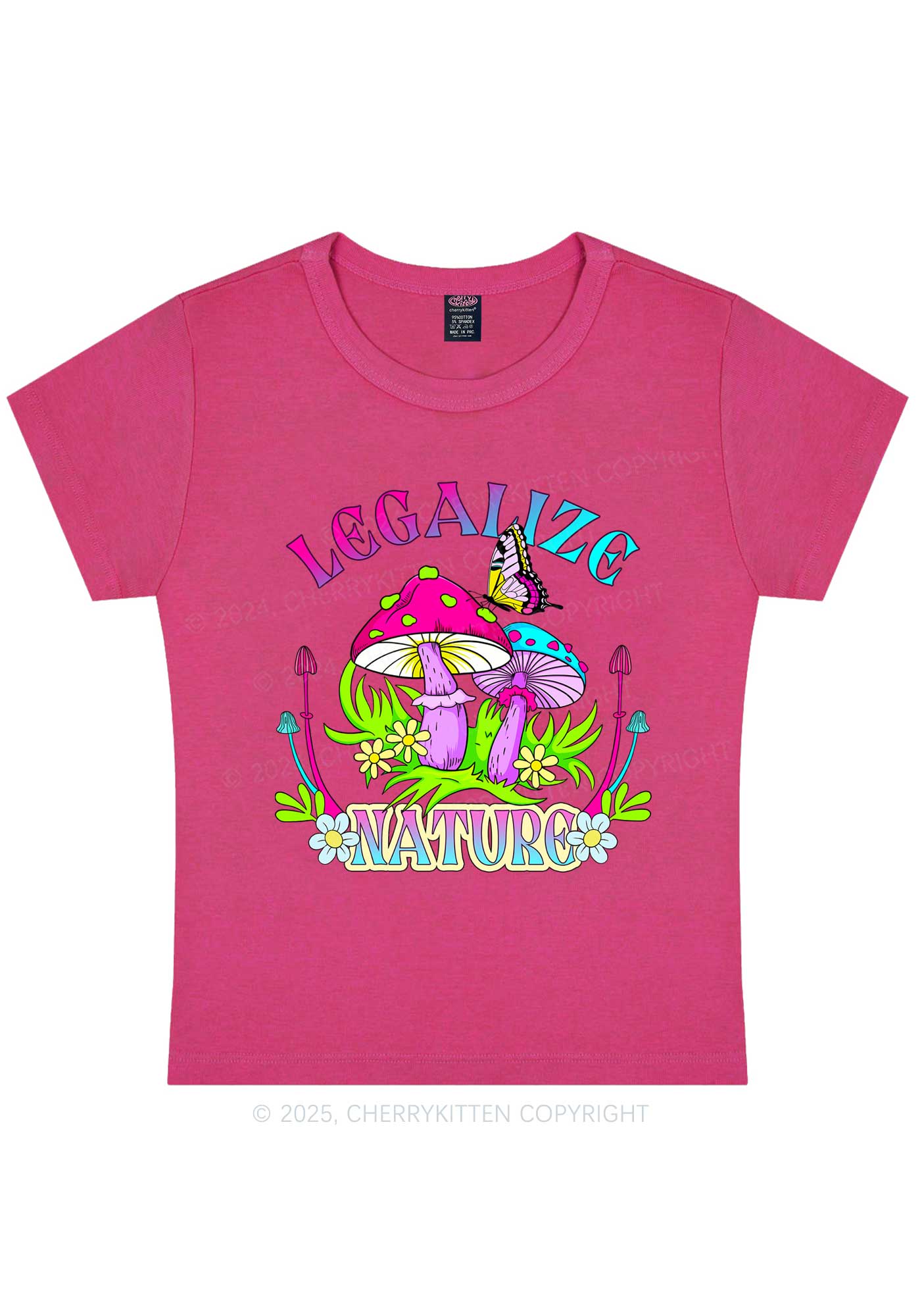 Legalize Nature Shrooms Y2K Baby Tee Cherrykitten - Image 5
