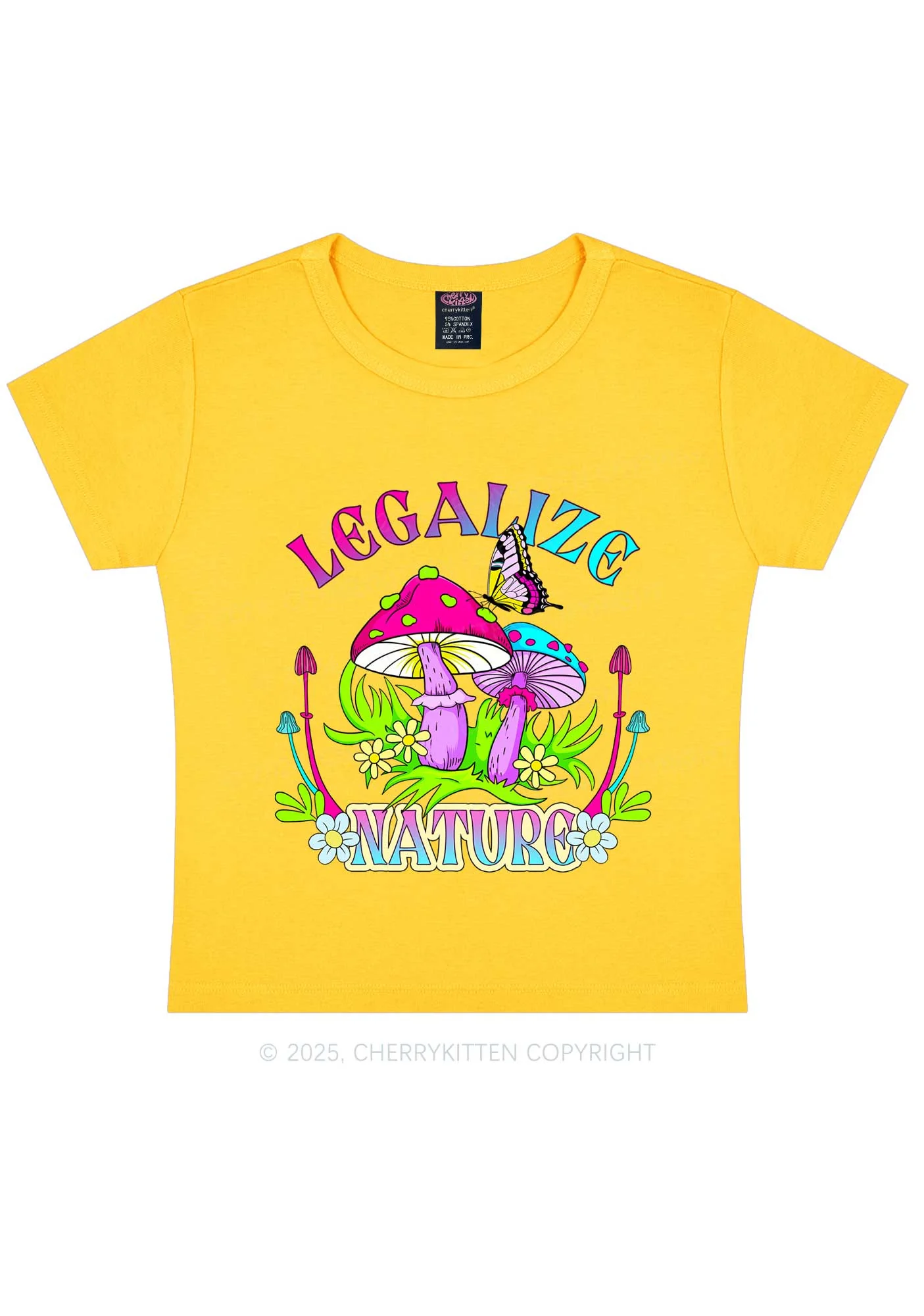 Legalize Nature Shrooms Y2K Baby Tee Cherrykitten - Image 6