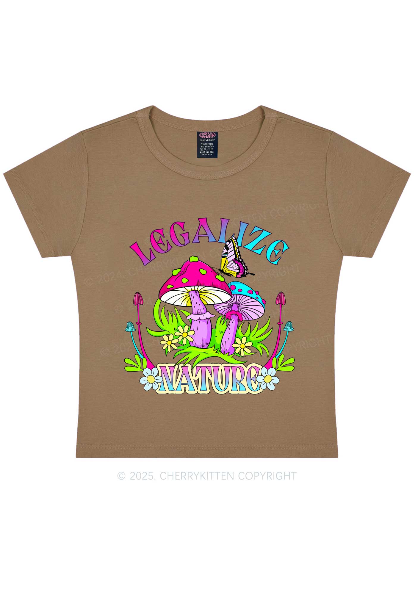 Legalize Nature Shrooms Y2K Baby Tee Cherrykitten - Image 8