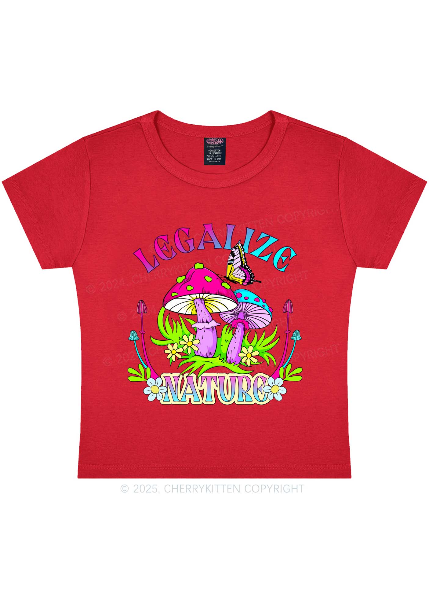 Legalize Nature Shrooms Y2K Baby Tee Cherrykitten - Image 9