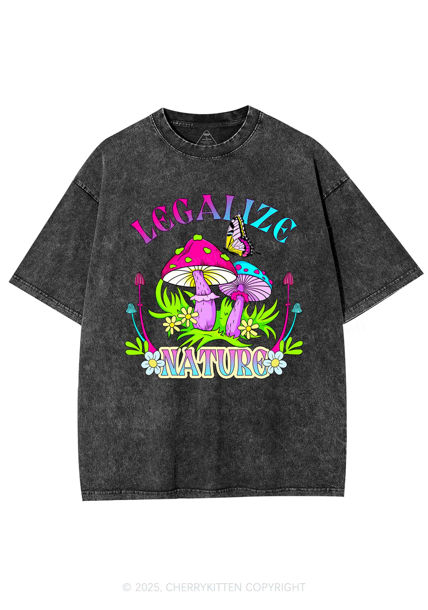 Legalize Nature Shrooms Y2K Shirts Washed Tee Cherrykitten - Image 3
