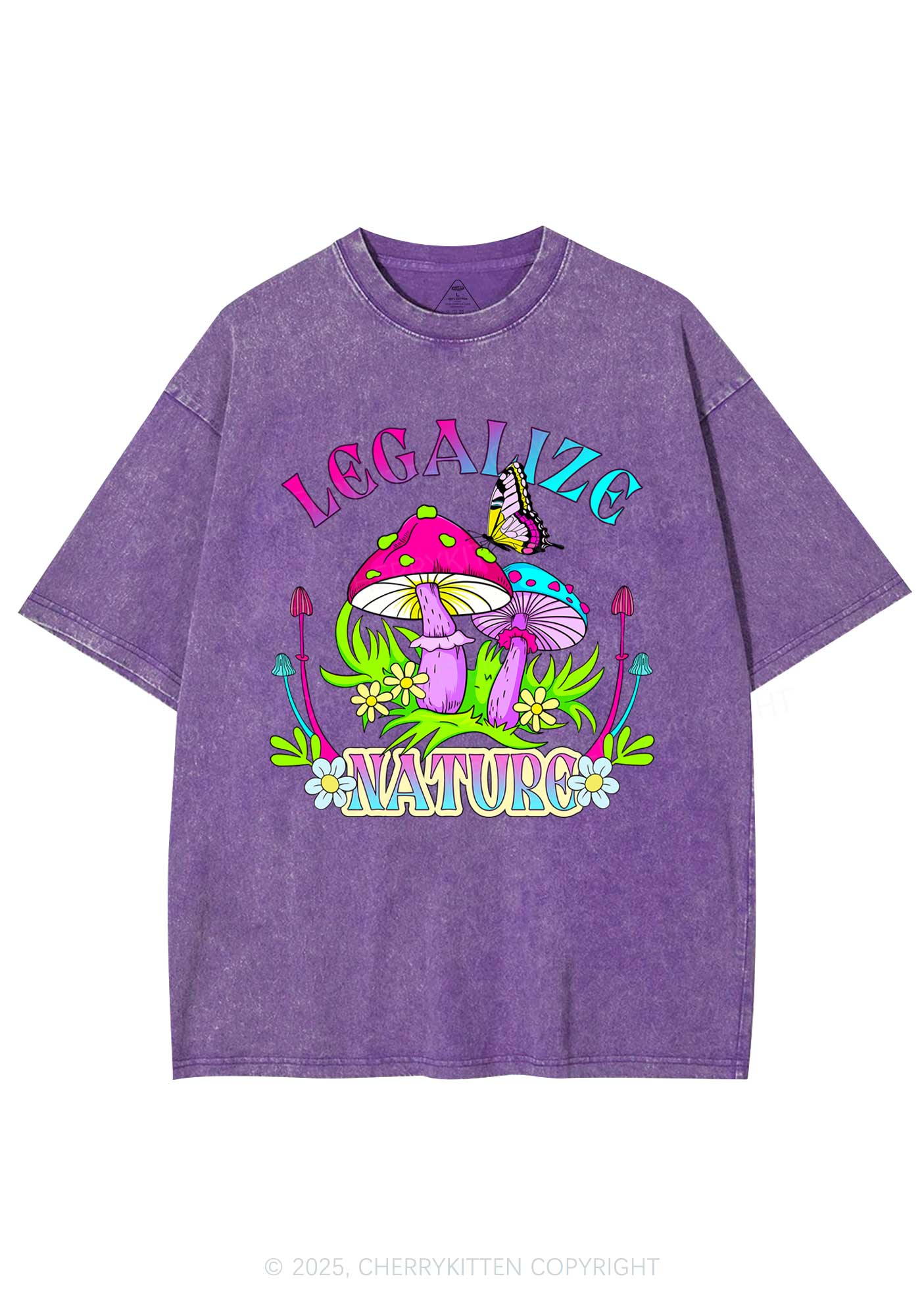 Legalize Nature Shrooms Y2K Shirts Washed Tee Cherrykitten - Image 4