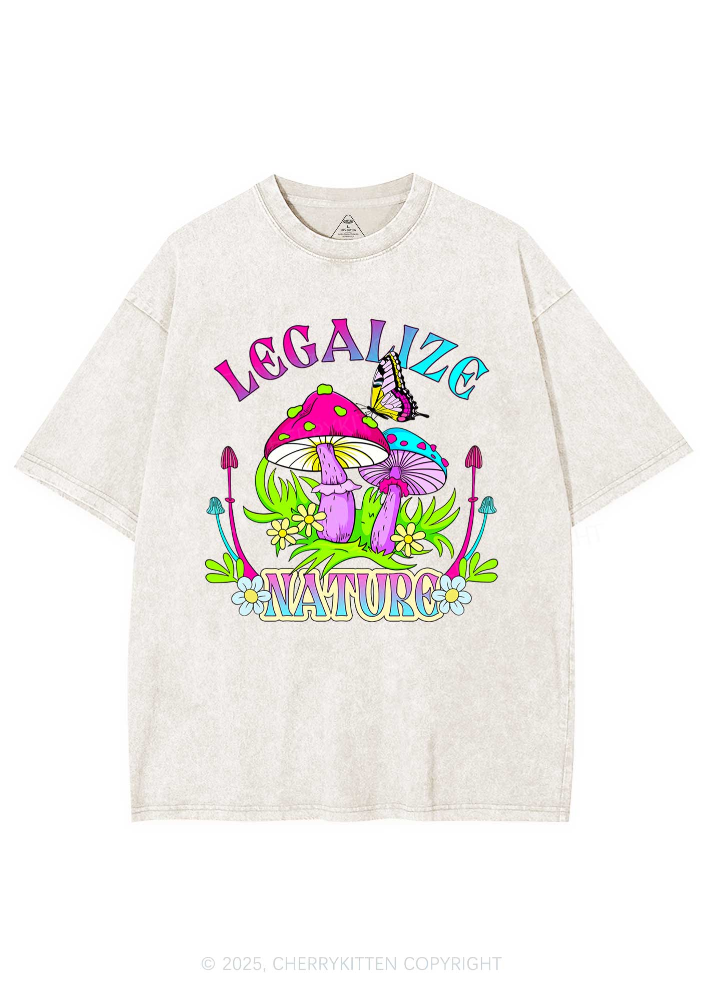 Legalize Nature Shrooms Y2K Shirts Washed Tee Cherrykitten - Image 5