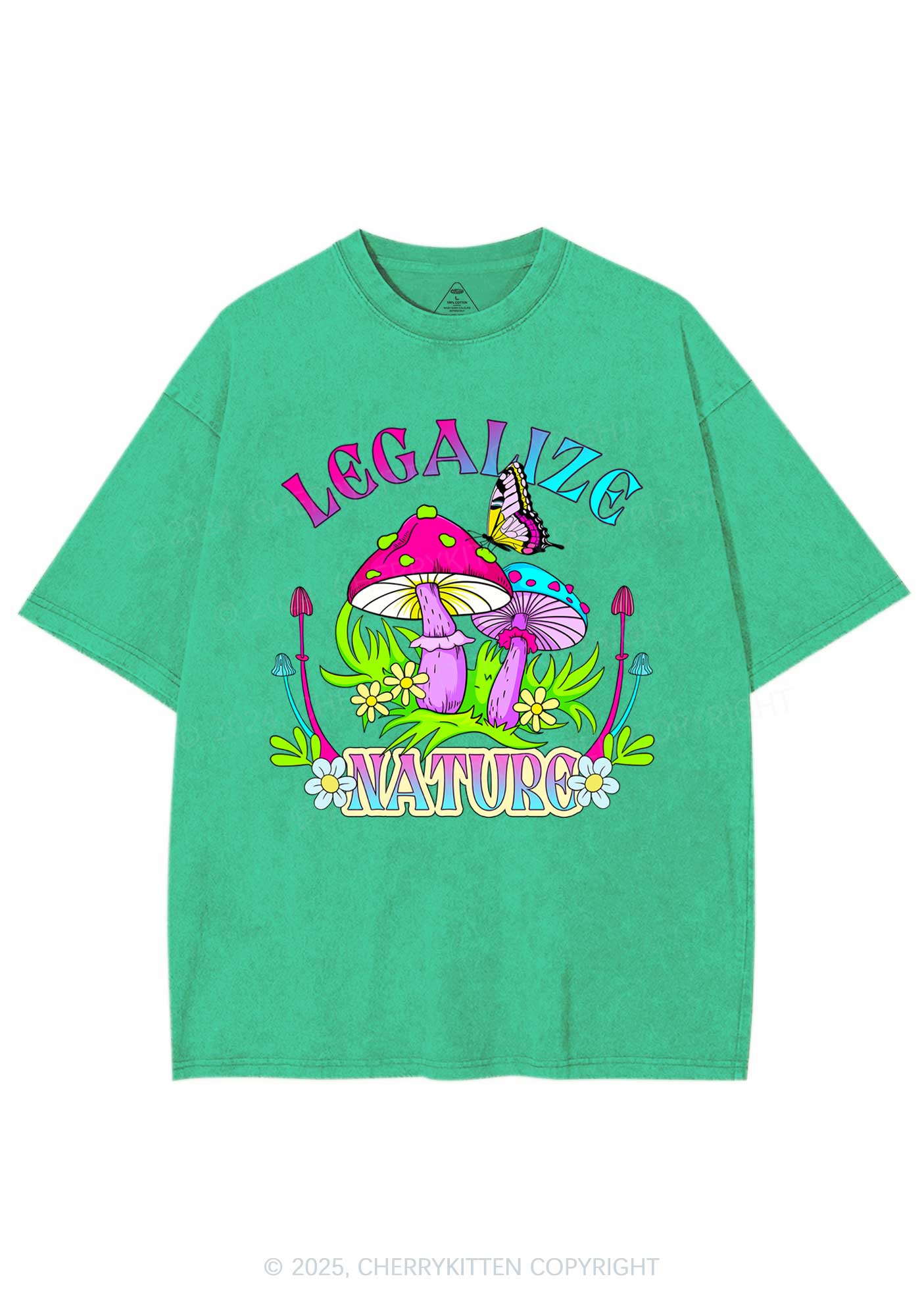 Legalize Nature Shrooms Y2K Shirts Washed Tee Cherrykitten - Image 6