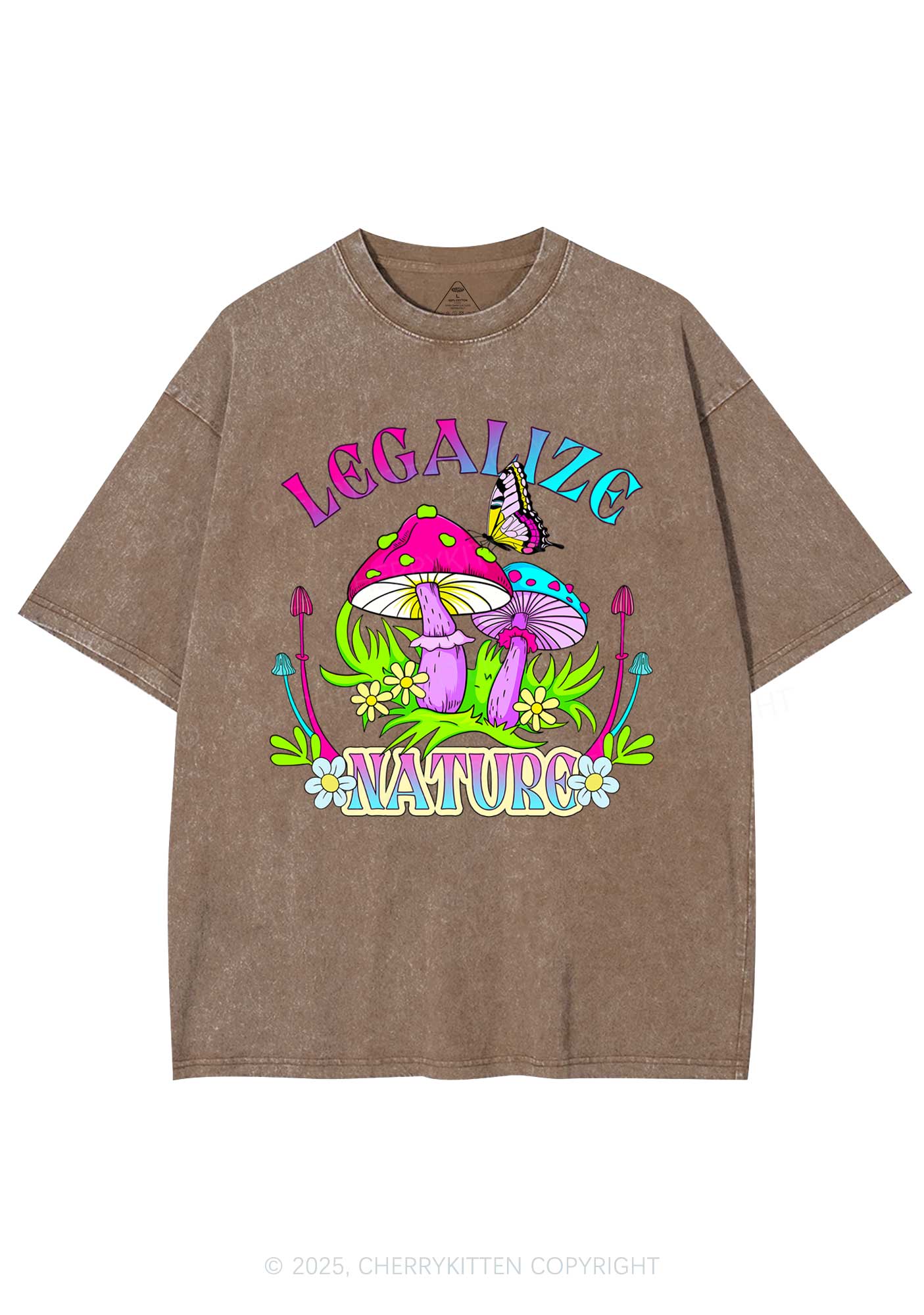 Legalize Nature Shrooms Y2K Shirts Washed Tee Cherrykitten - Image 7