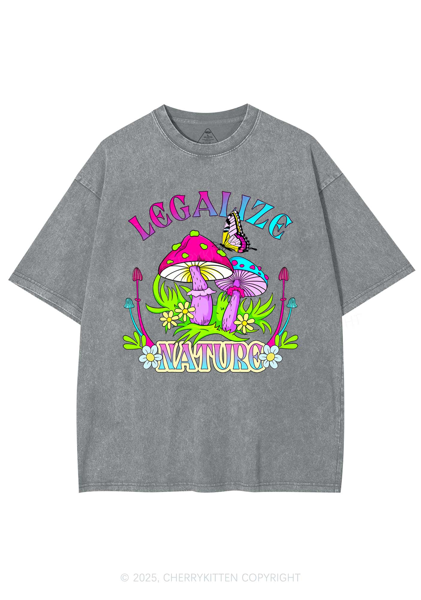 Legalize Nature Shrooms Y2K Shirts Washed Tee Cherrykitten - Image 8