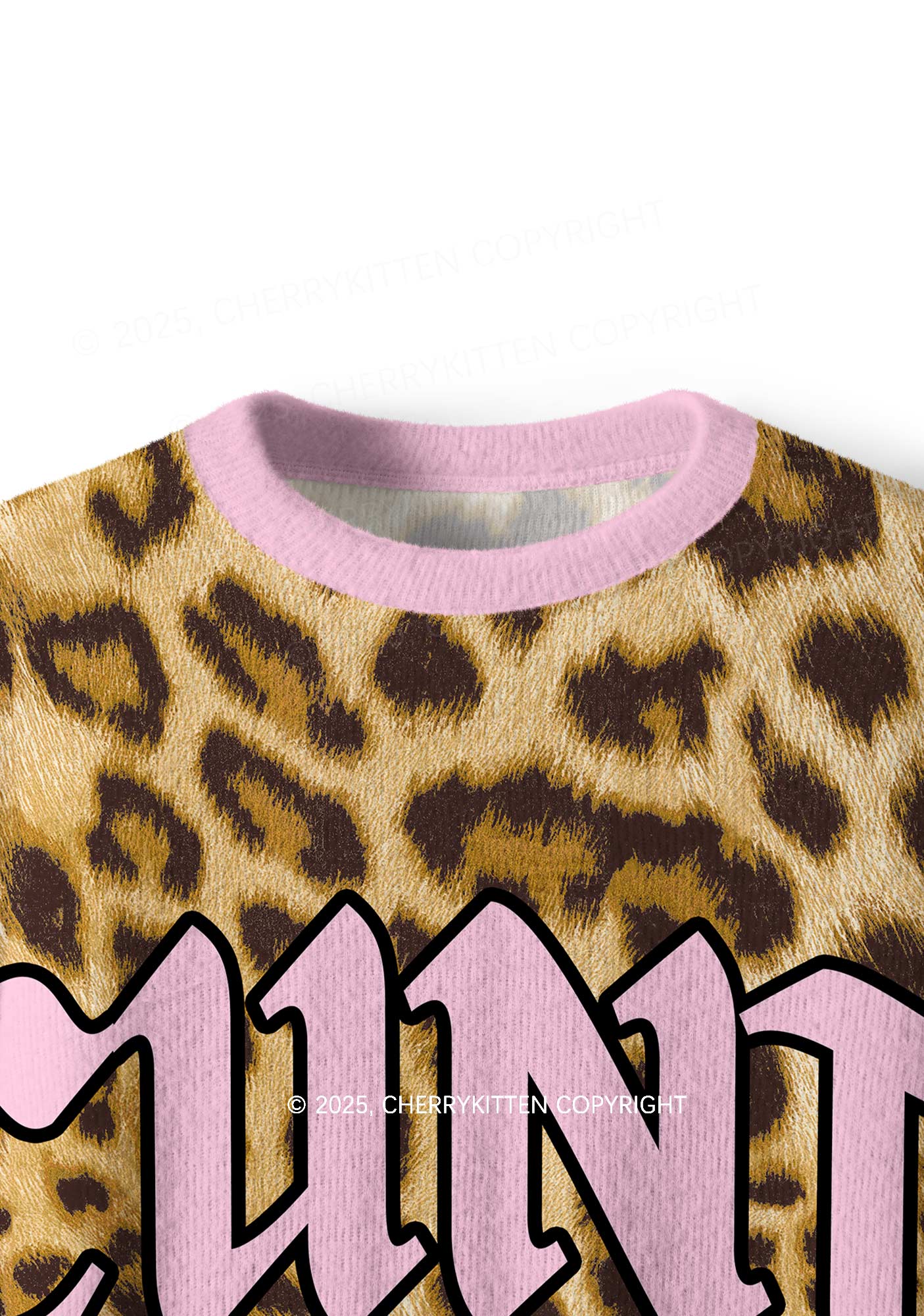 Leopard Cxxt Star Y2K Christmas Knit Sweatshirt Cherrykitten - Image 4