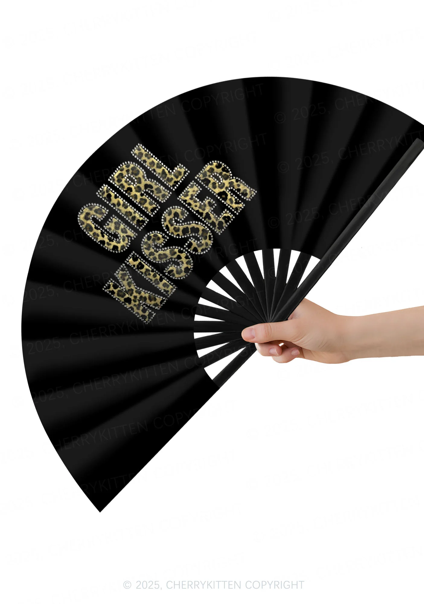 Leopard Girl Kisser Pride Y2K Rave Hand Fan Cherrykitten - Image 2