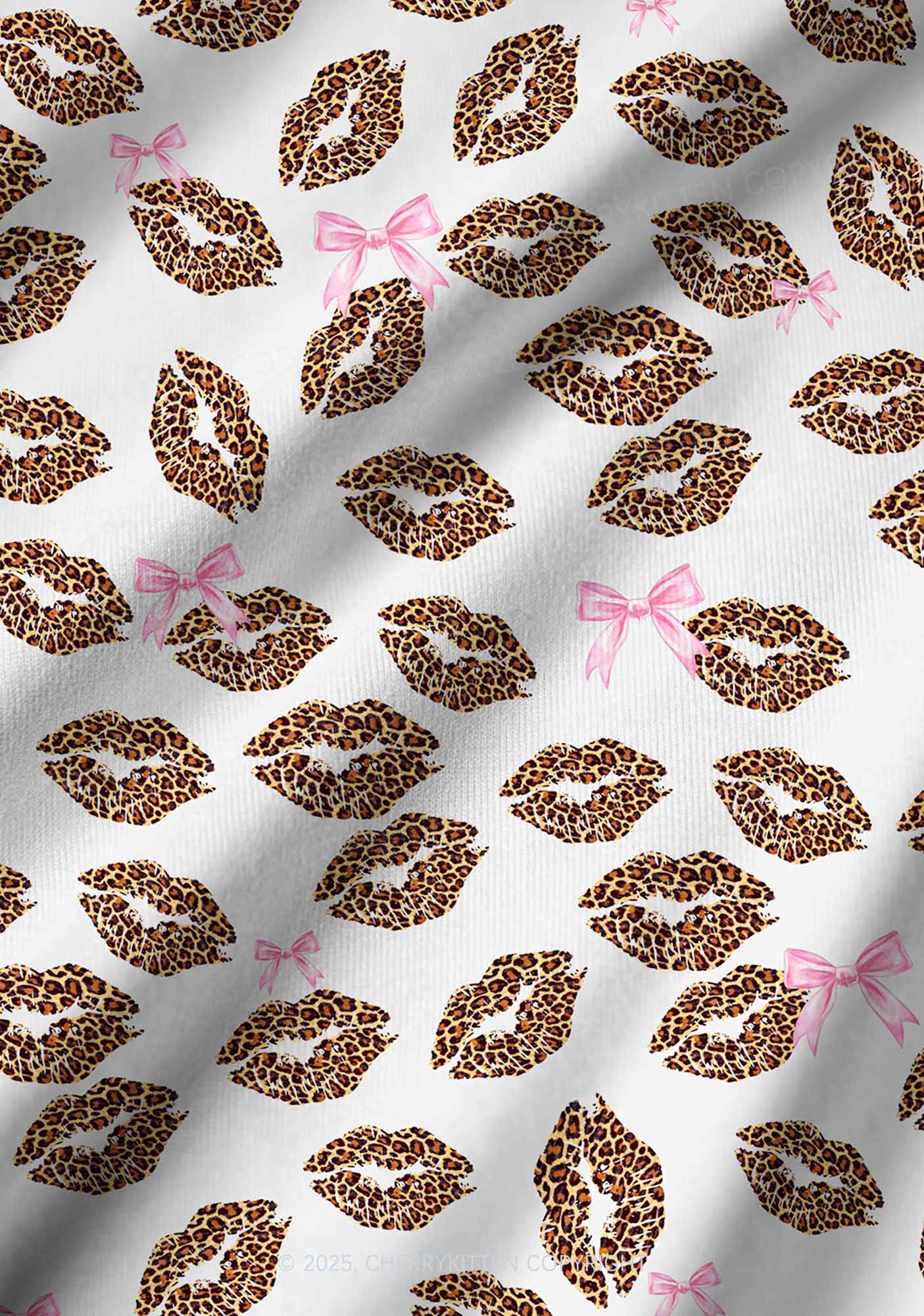 Leopard Lip Print Valentine's Day Y2K Print Long Sleeve Pajama Set Cherrykitten - Image 6