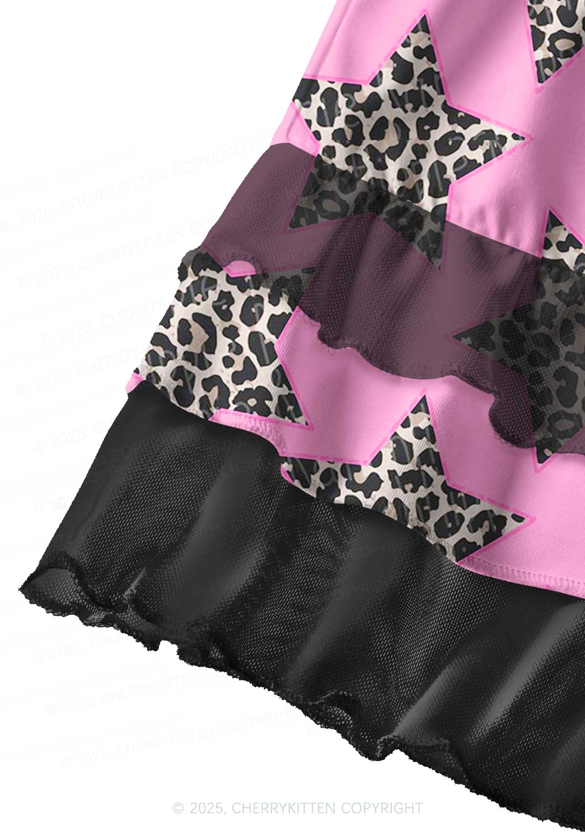 Leopard Star Y2K Print Mini Layered Skirt Cherrykitten - Image 3
