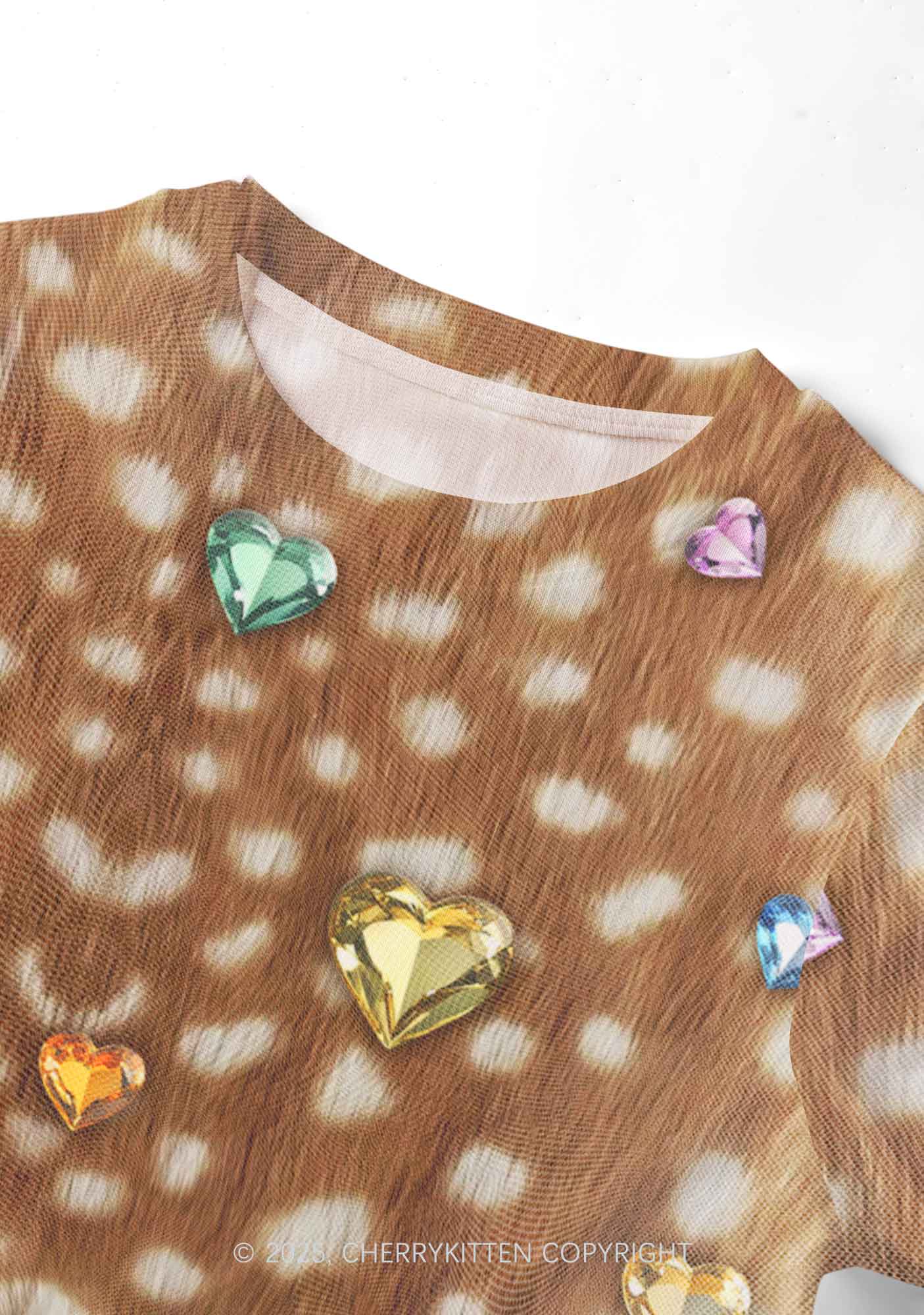 Leopard With Gems Y2K Mesh Crop Top Cherrykitten - Image 3