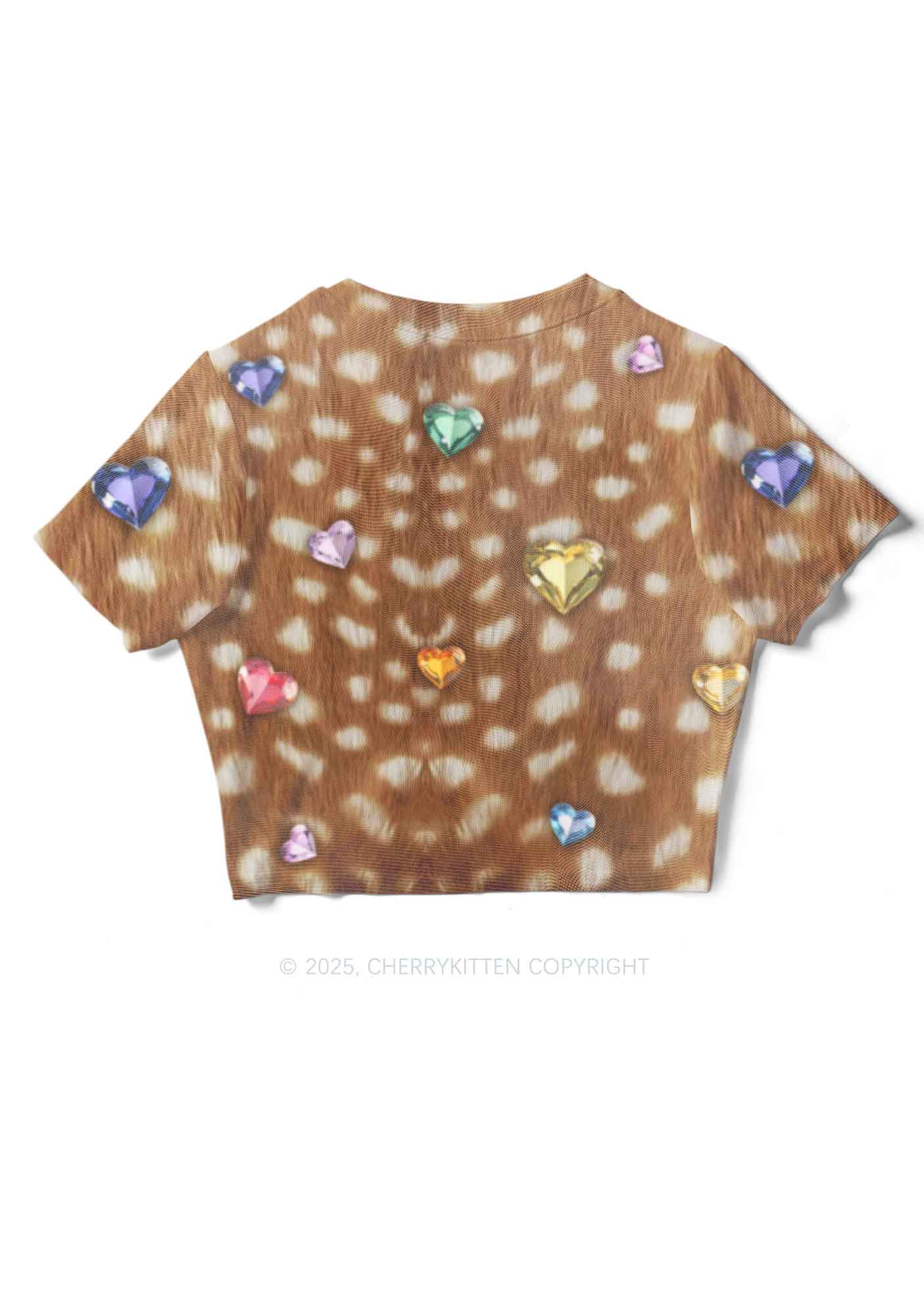 Leopard With Gems Y2K Mesh Crop Top Cherrykitten - Image 5