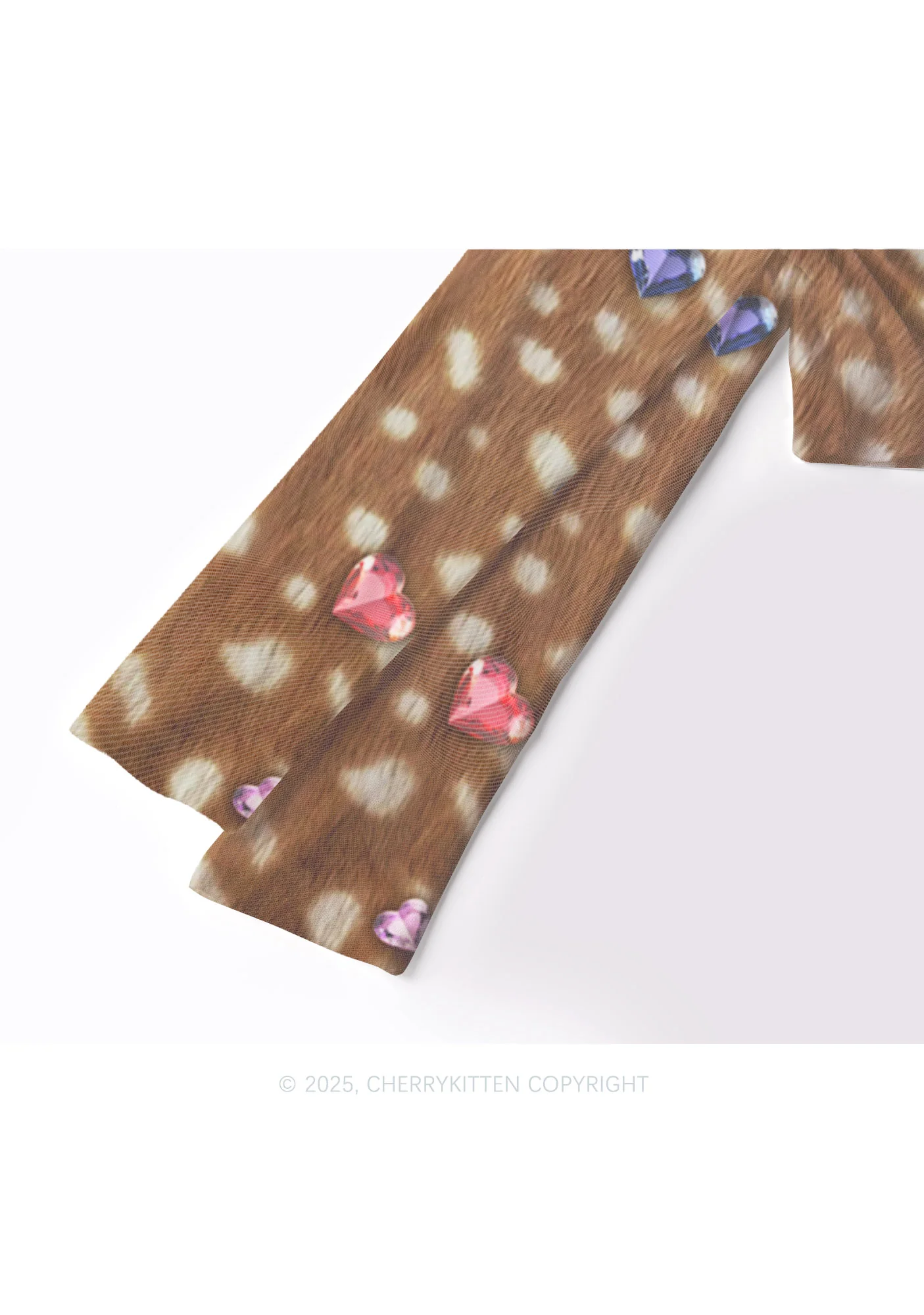 Leopard With Gems Y2K Mesh Long Sleeve Crop Top Cherrykitten - Image 4