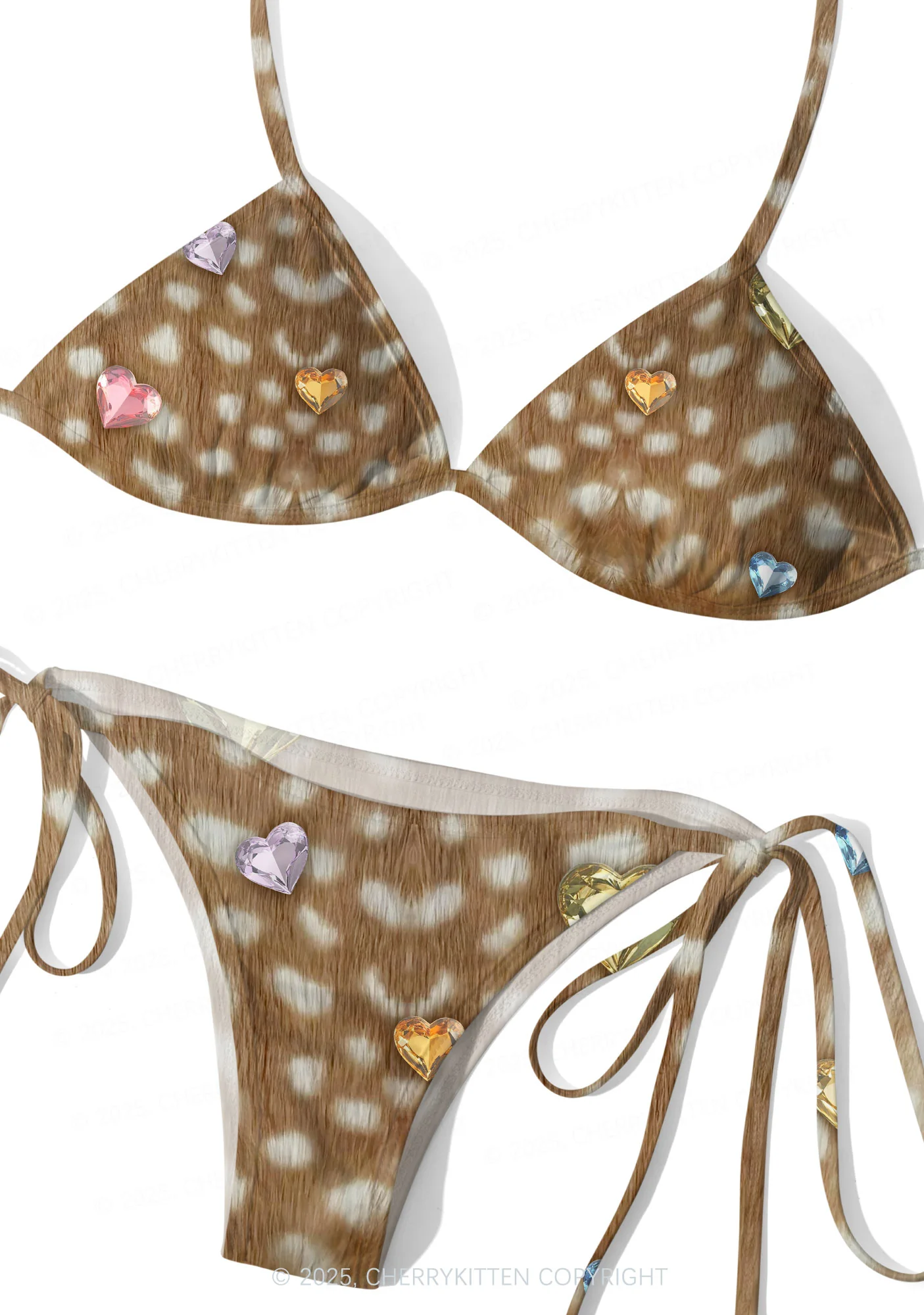 Leopard With Gems Y2K Print Bikini Set Cherrykitten - Image 3