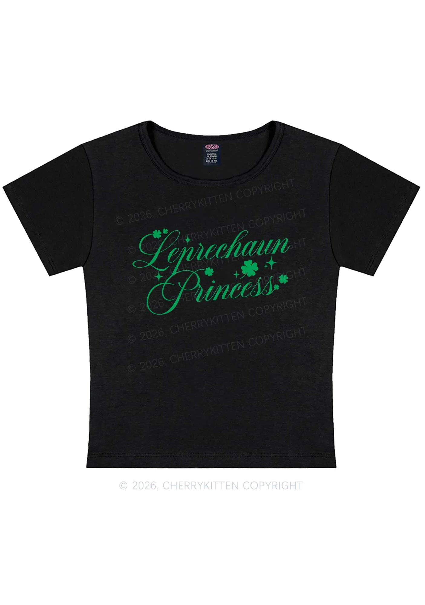 Leprechaun Princess St Patricks Y2K Baby Tee Cherrykitten - Image 3