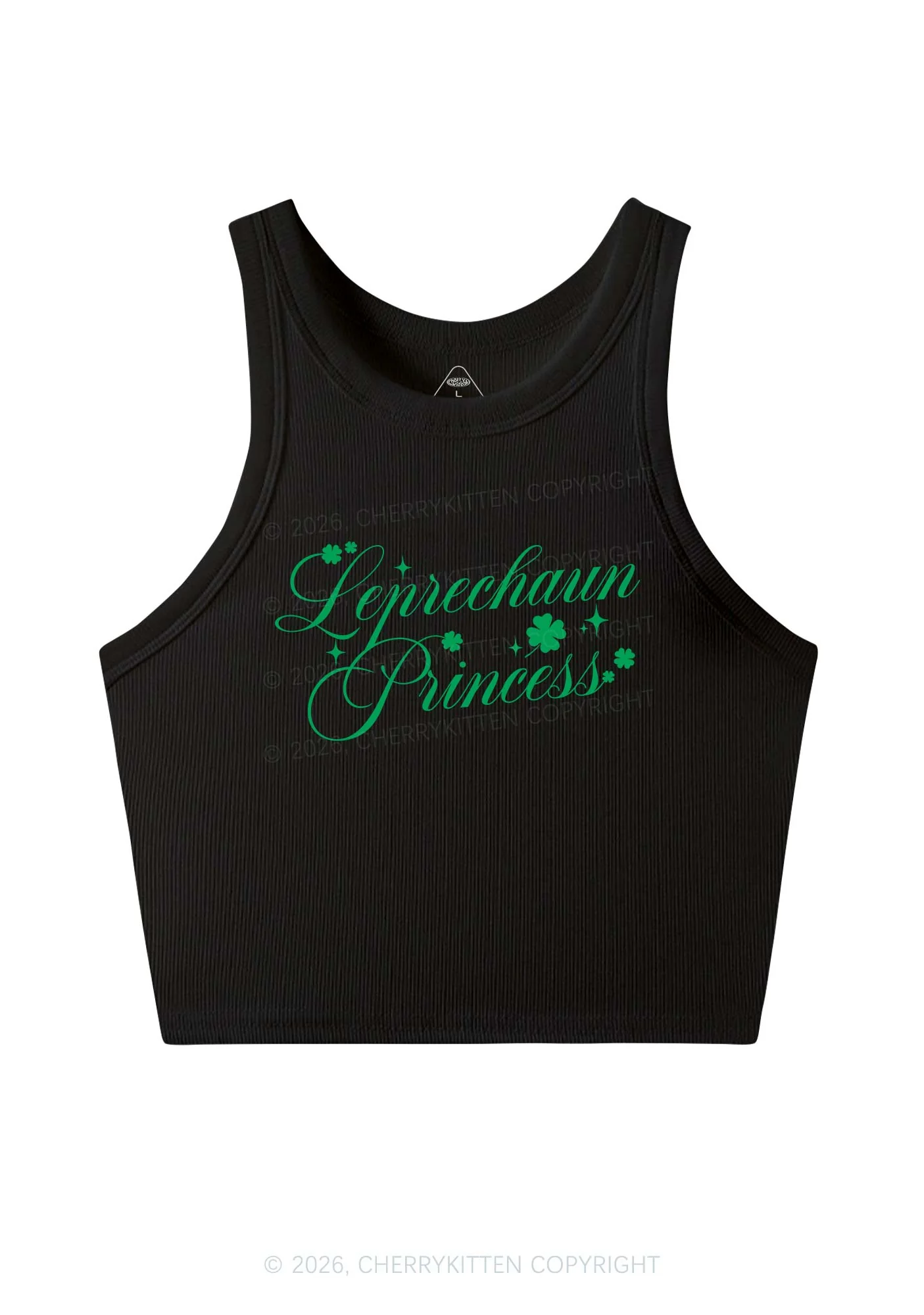 Leprechaun Princess St Patricks Y2K Crop Tank Top Cherrykitten - Image 3