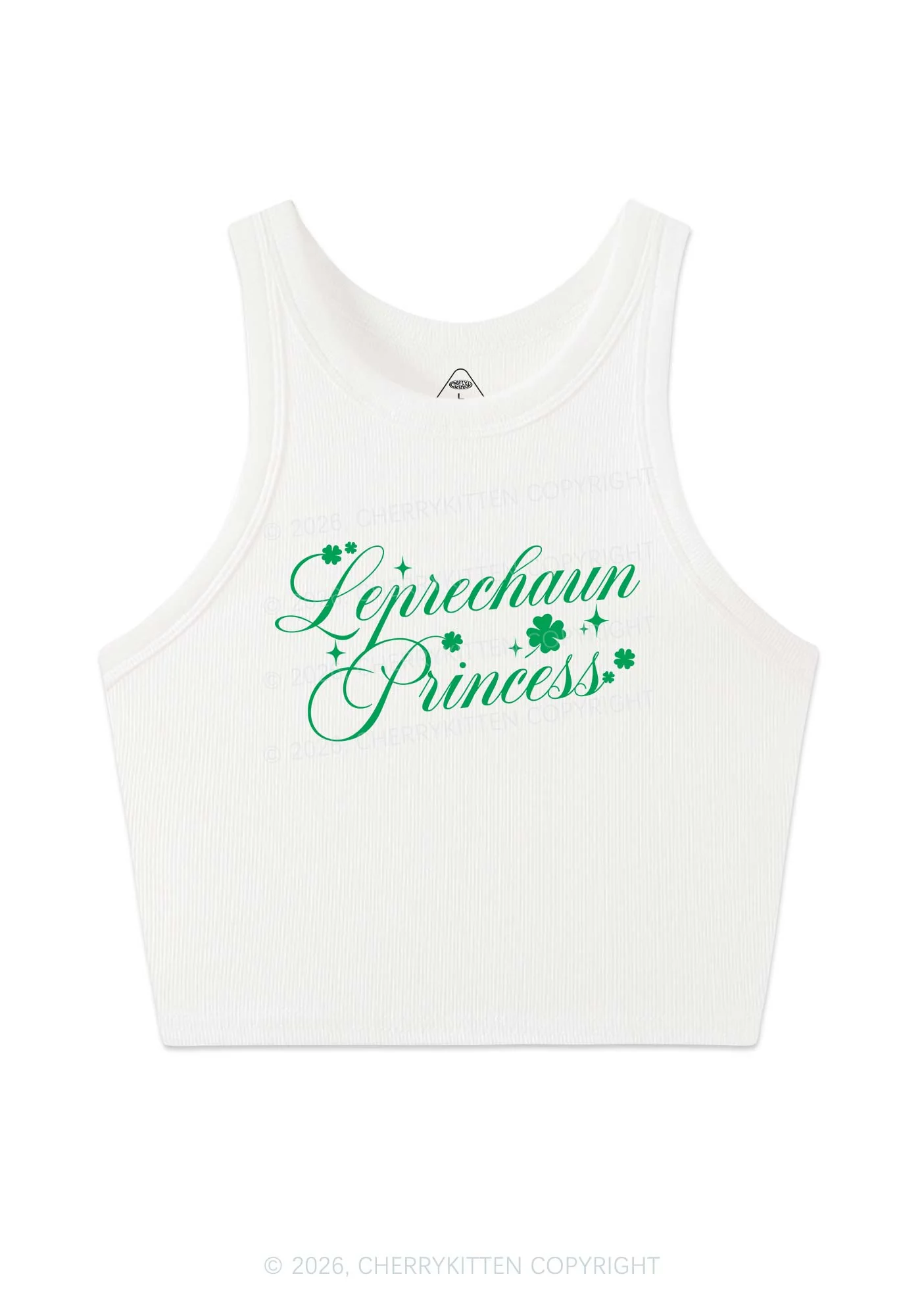 Leprechaun Princess St Patricks Y2K Crop Tank Top Cherrykitten - Image 4