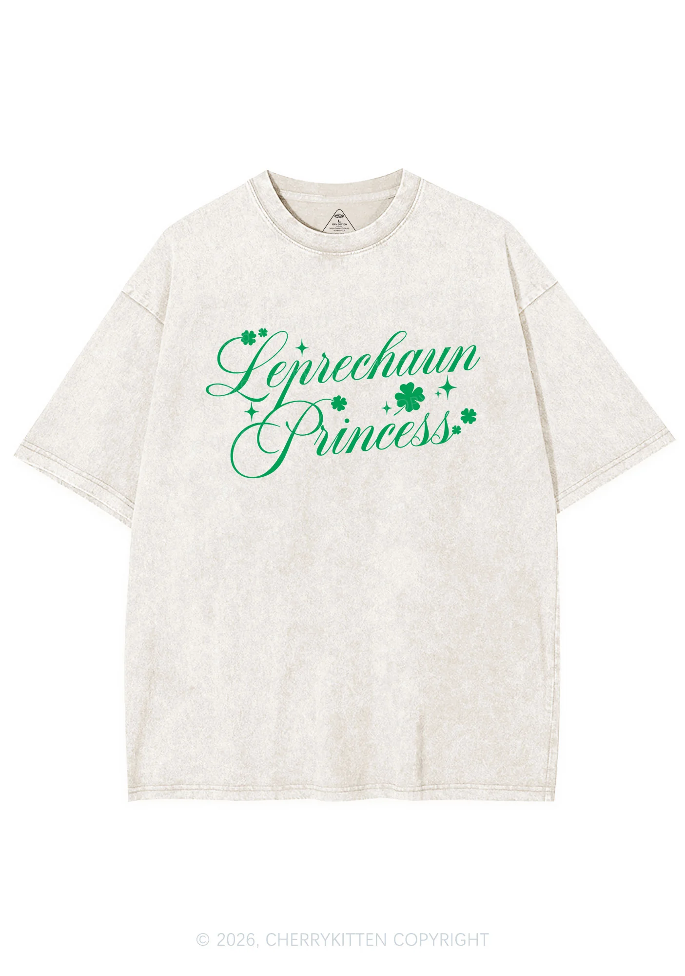 Leprechaun Princess St Patricks Y2K Shirts Washed Tee Cherrykitten - Image 4