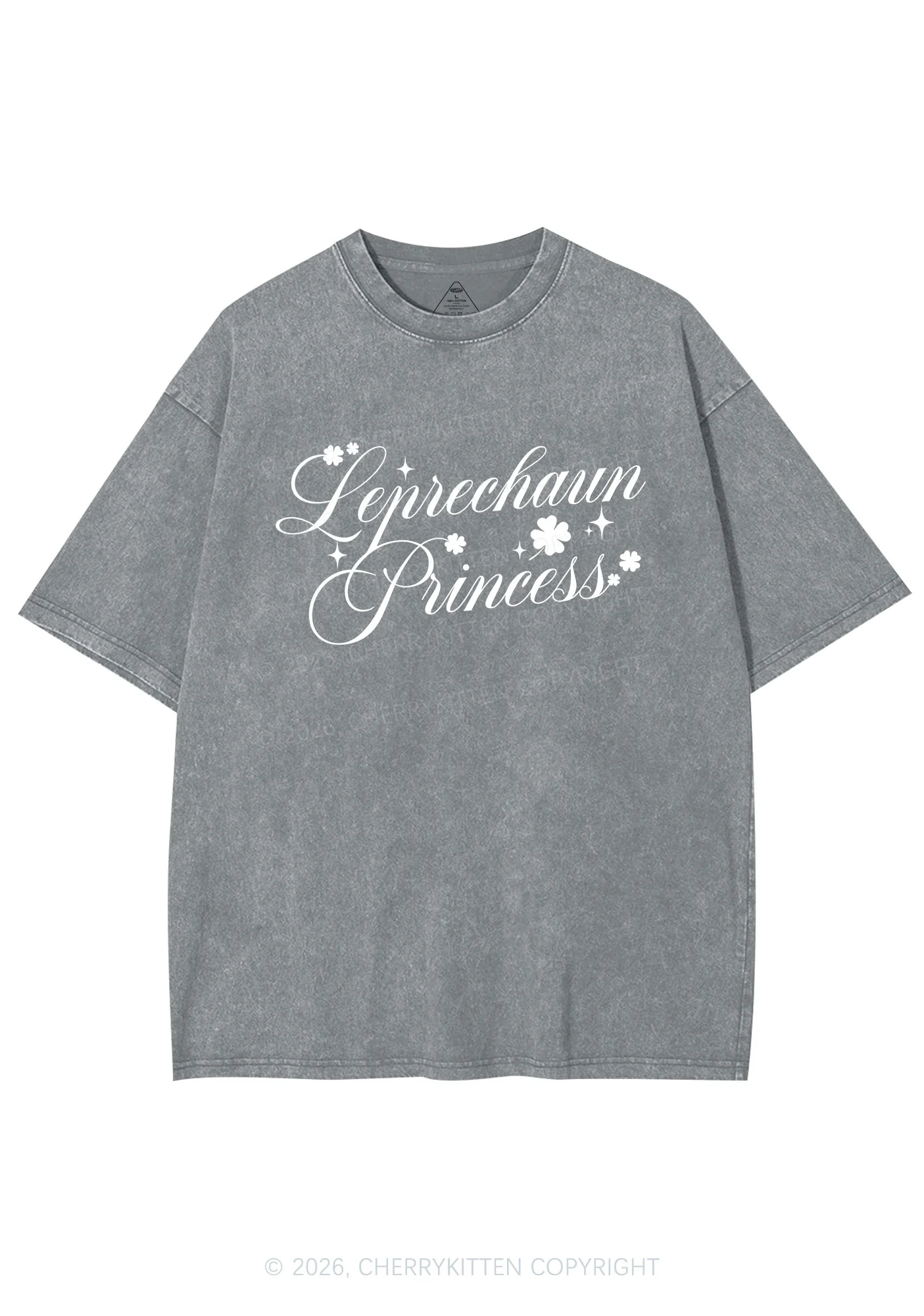 Leprechaun Princess St Patricks Y2K Shirts Washed Tee Cherrykitten - Image 7