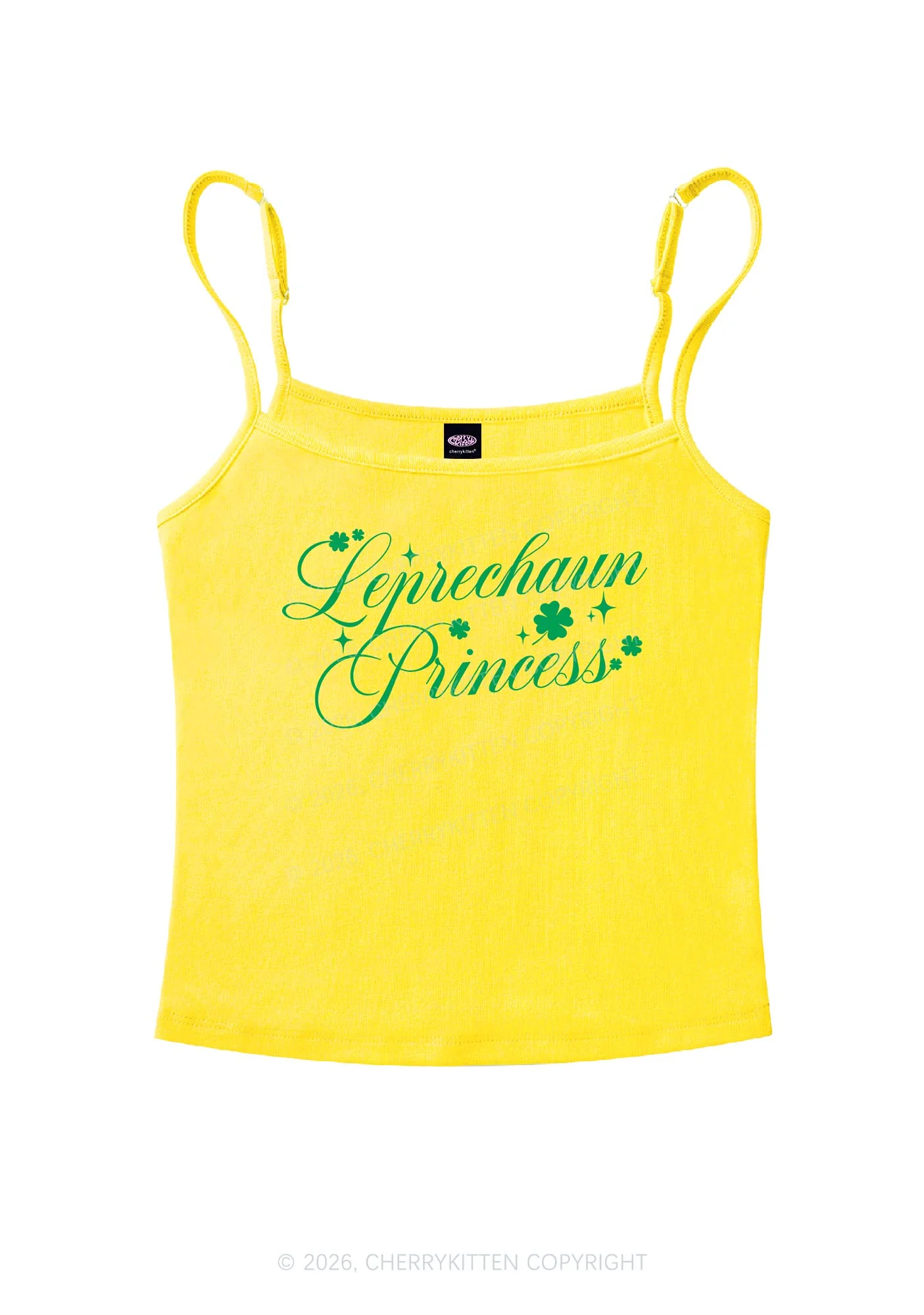 Leprechaun Princess St Patricks Y2K Spaghetti Strap Cami Cherrykitten - Image 4