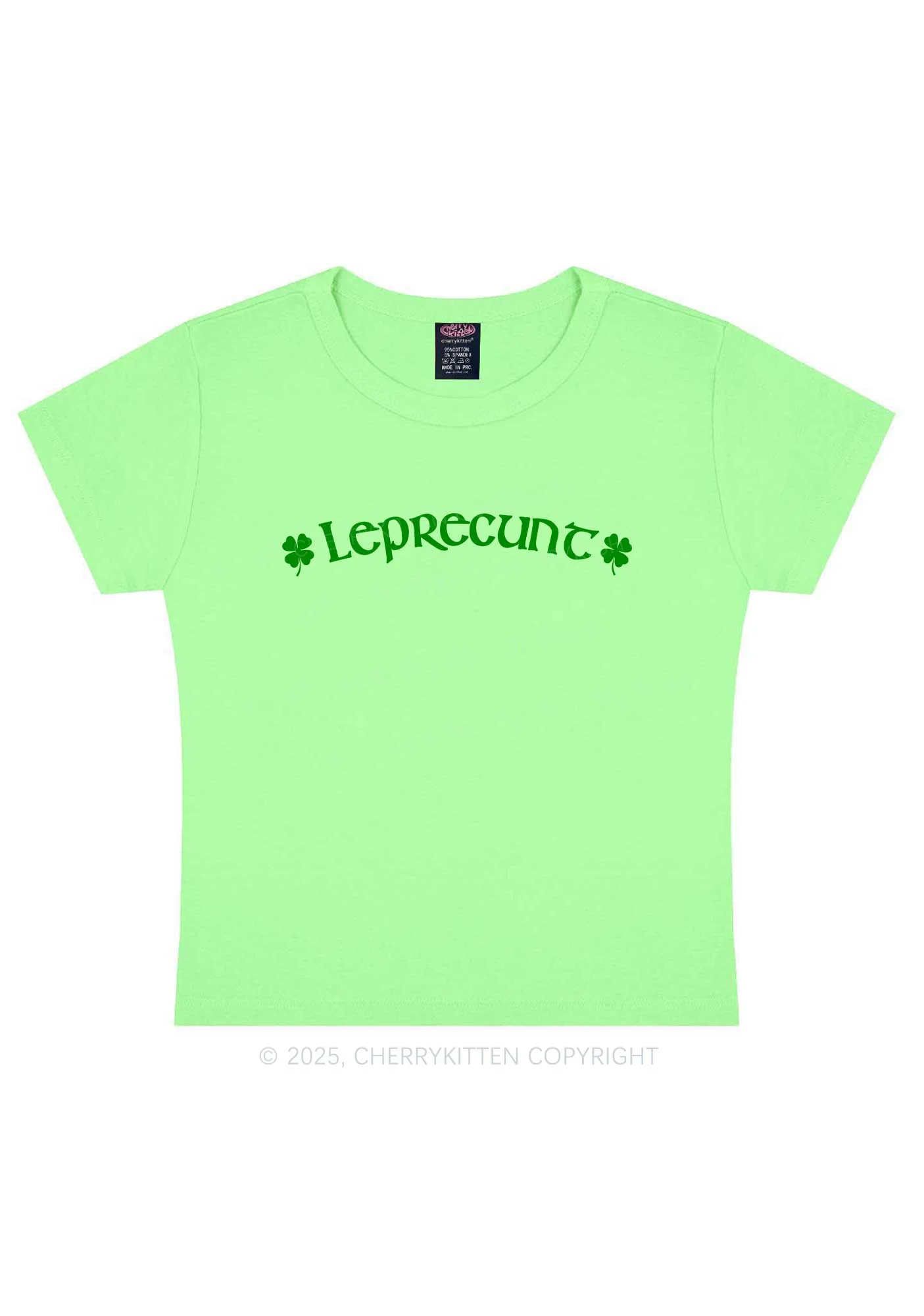 Leprecunt St Patricks Y2K Baby Tee Cherrykitten - Image 13