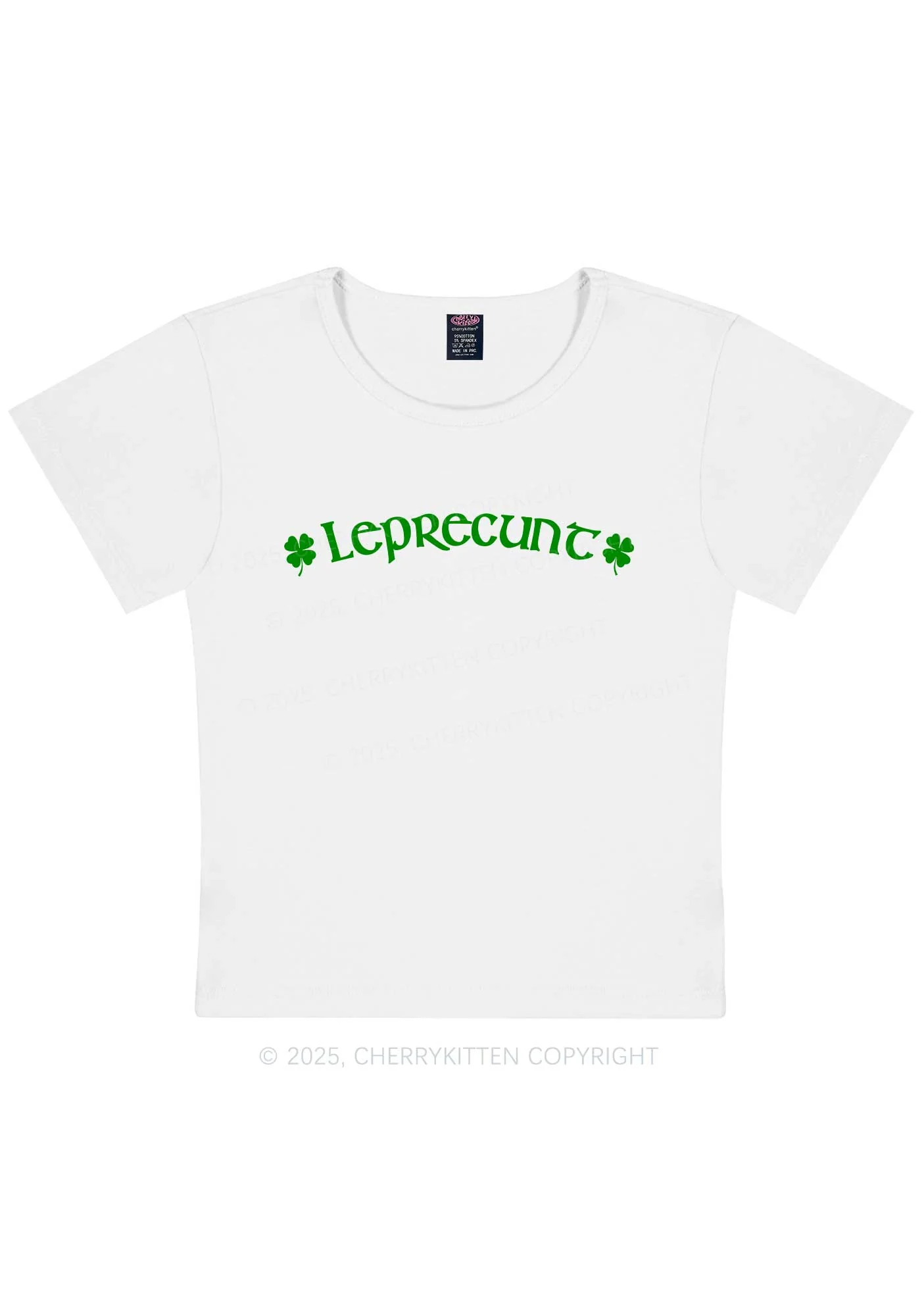 Leprecunt St Patricks Y2K Baby Tee Cherrykitten - Image 4