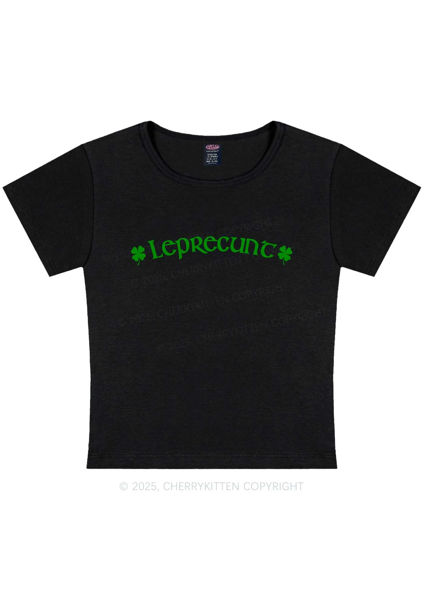 Leprecunt St Patricks Y2K Baby Tee Cherrykitten - Image 5