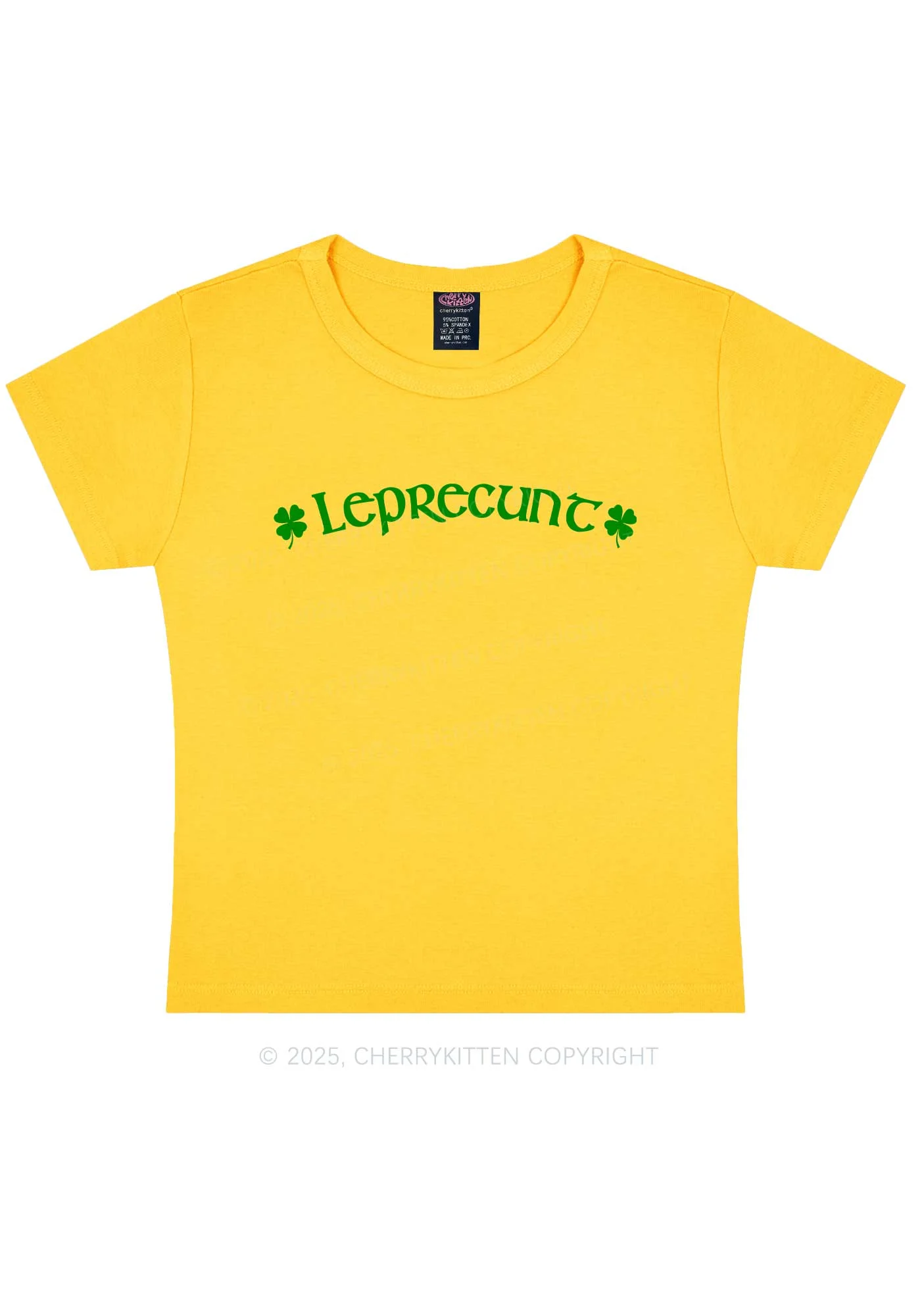 Leprecunt St Patricks Y2K Baby Tee Cherrykitten - Image 6